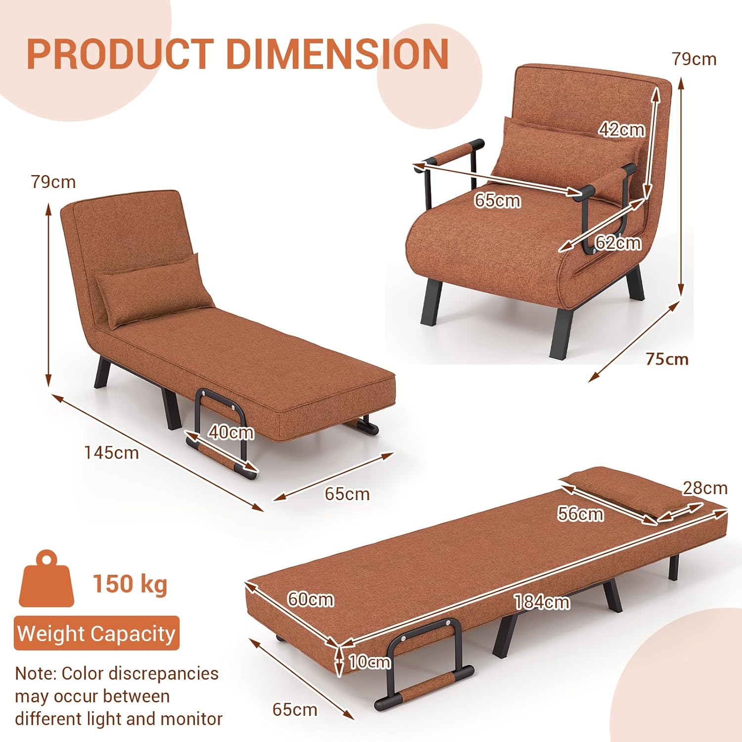 Camden Chair Bed - Coffee