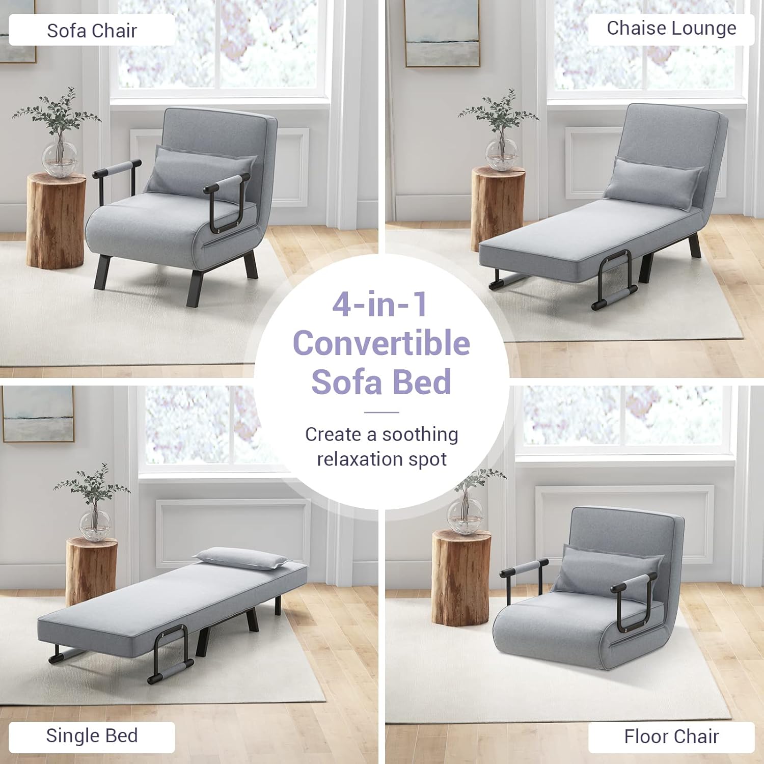 Camden Chair Bed - Light Grey