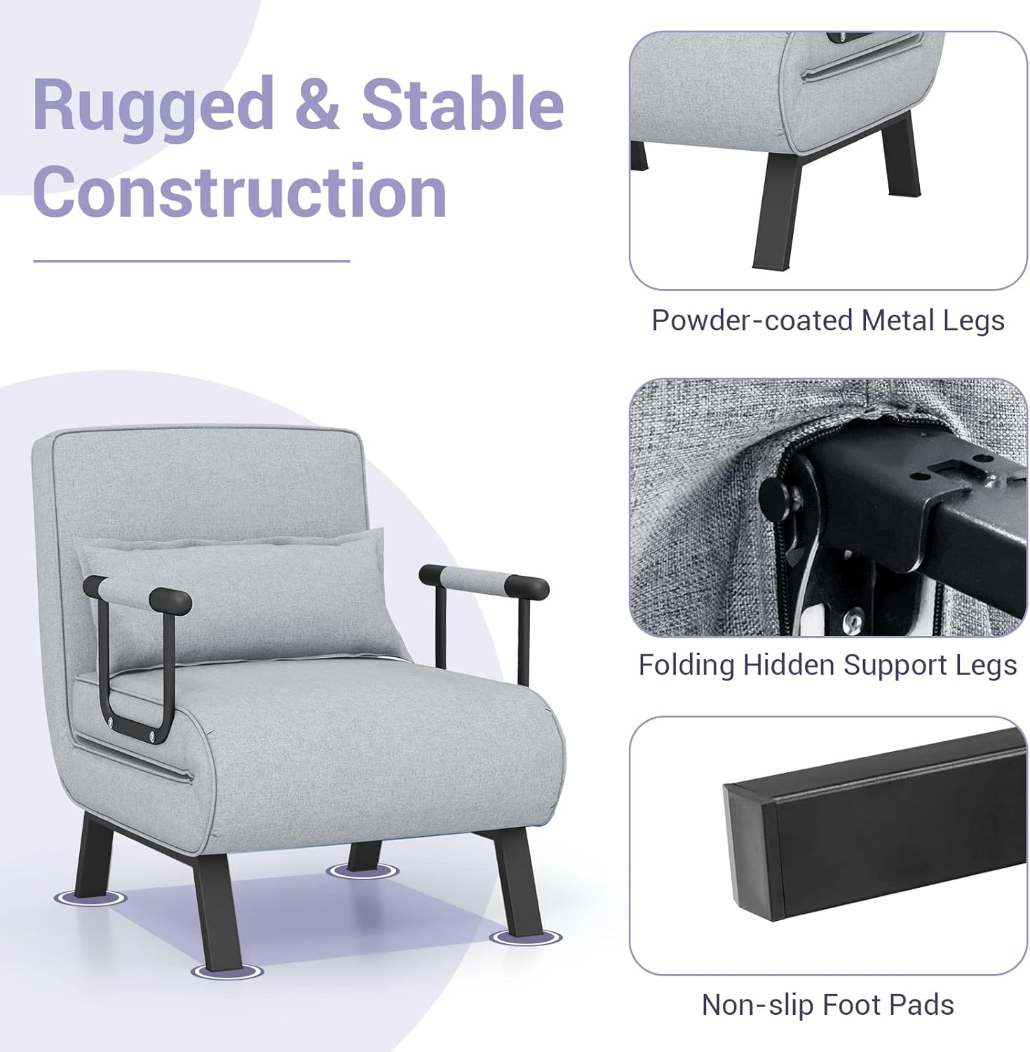 Camden Chair Bed - Light Grey