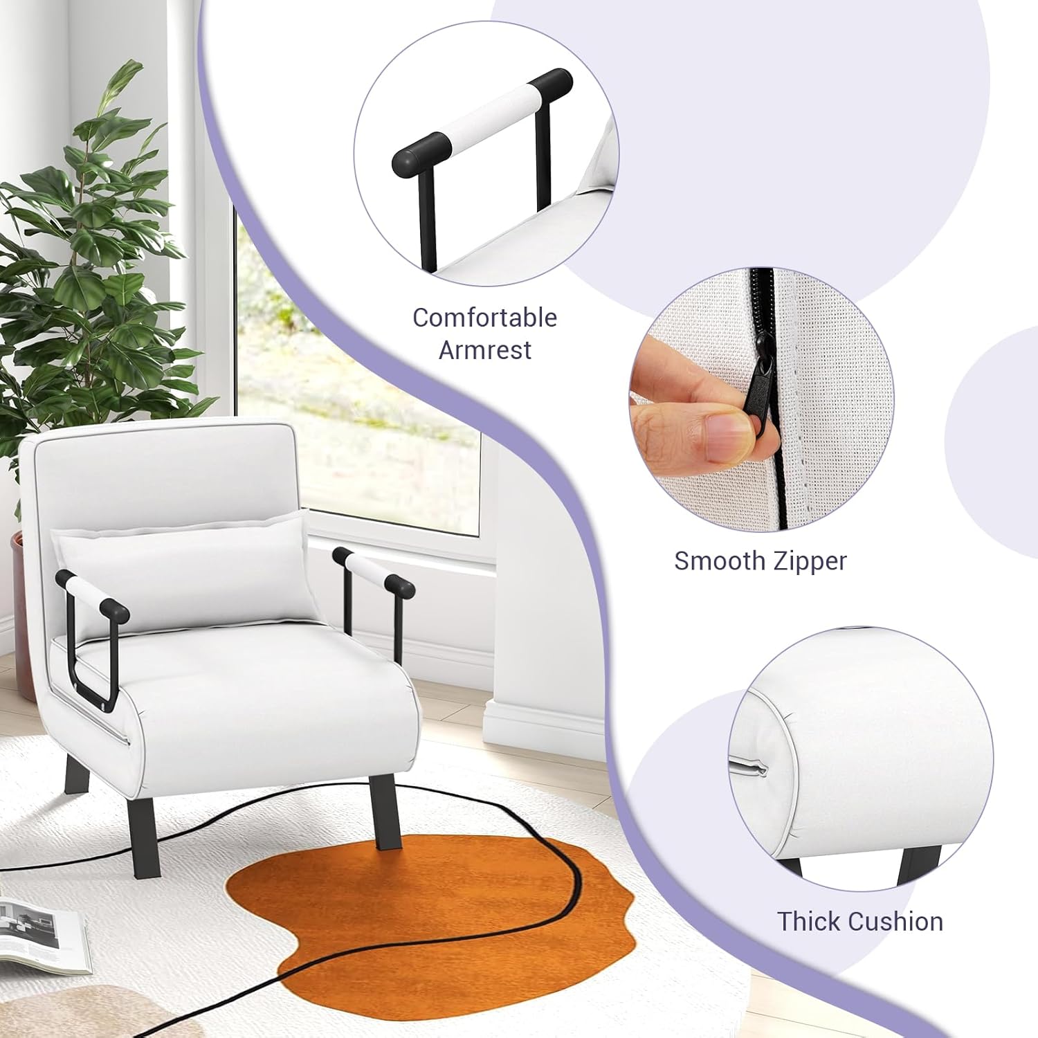 Camden Chair Bed - Off White