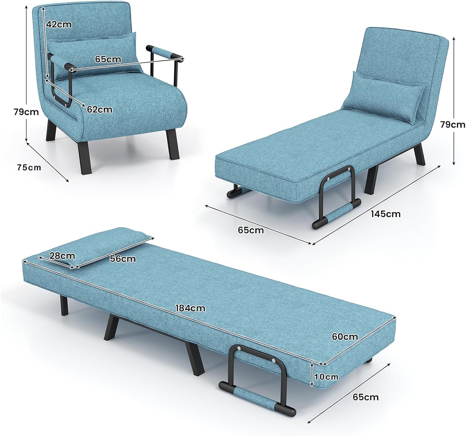 Camden Chair Bed - Turquoise