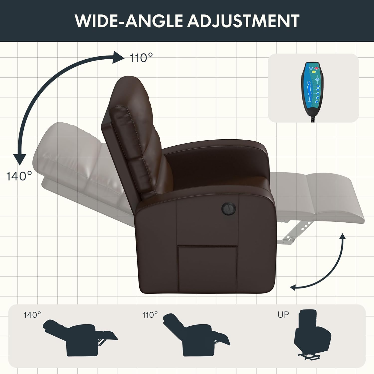 Chale Reclining Massage Chair Bed - Brown