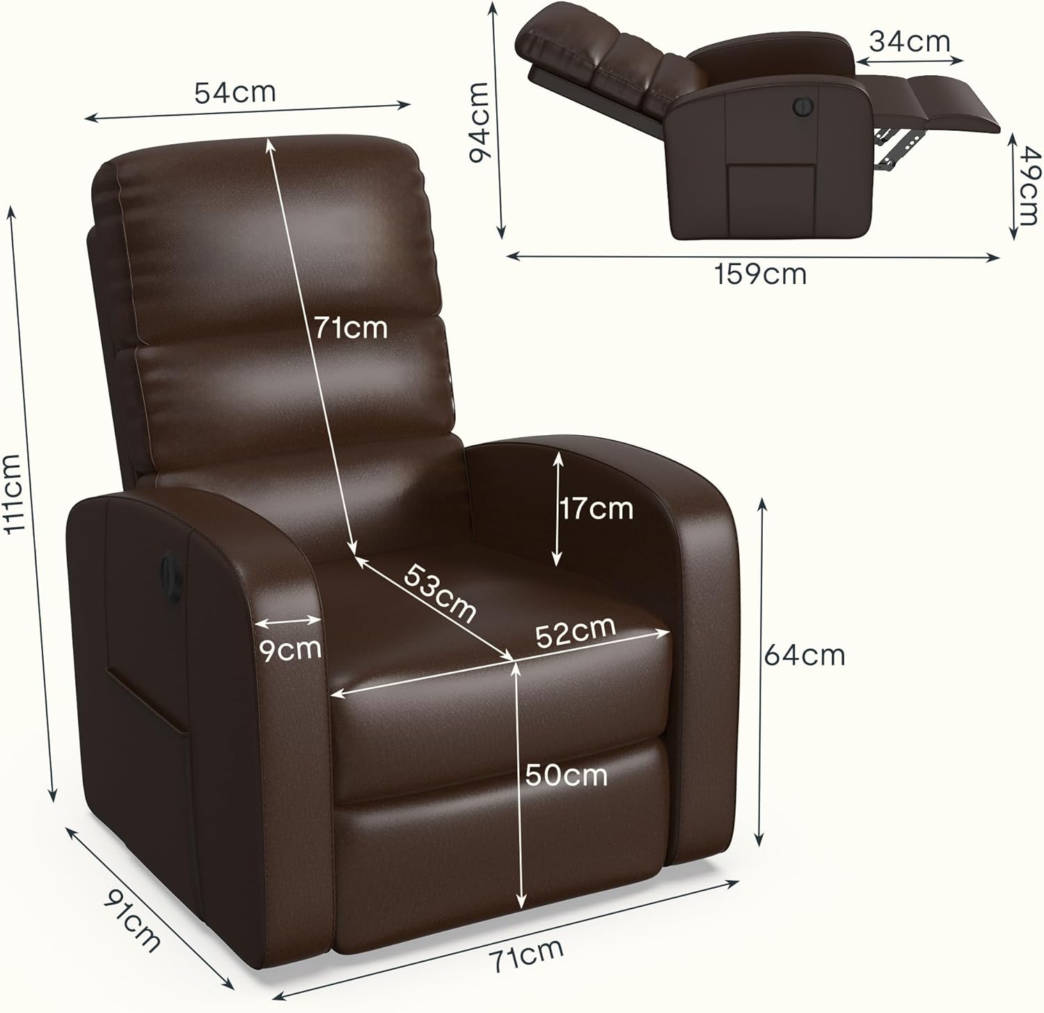 Chale Reclining Massage Chair Bed - Brown
