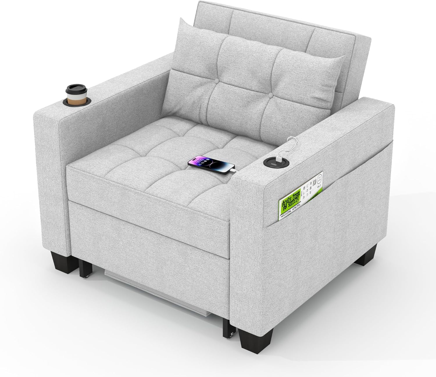 Dart Chair Bed - Light Gray