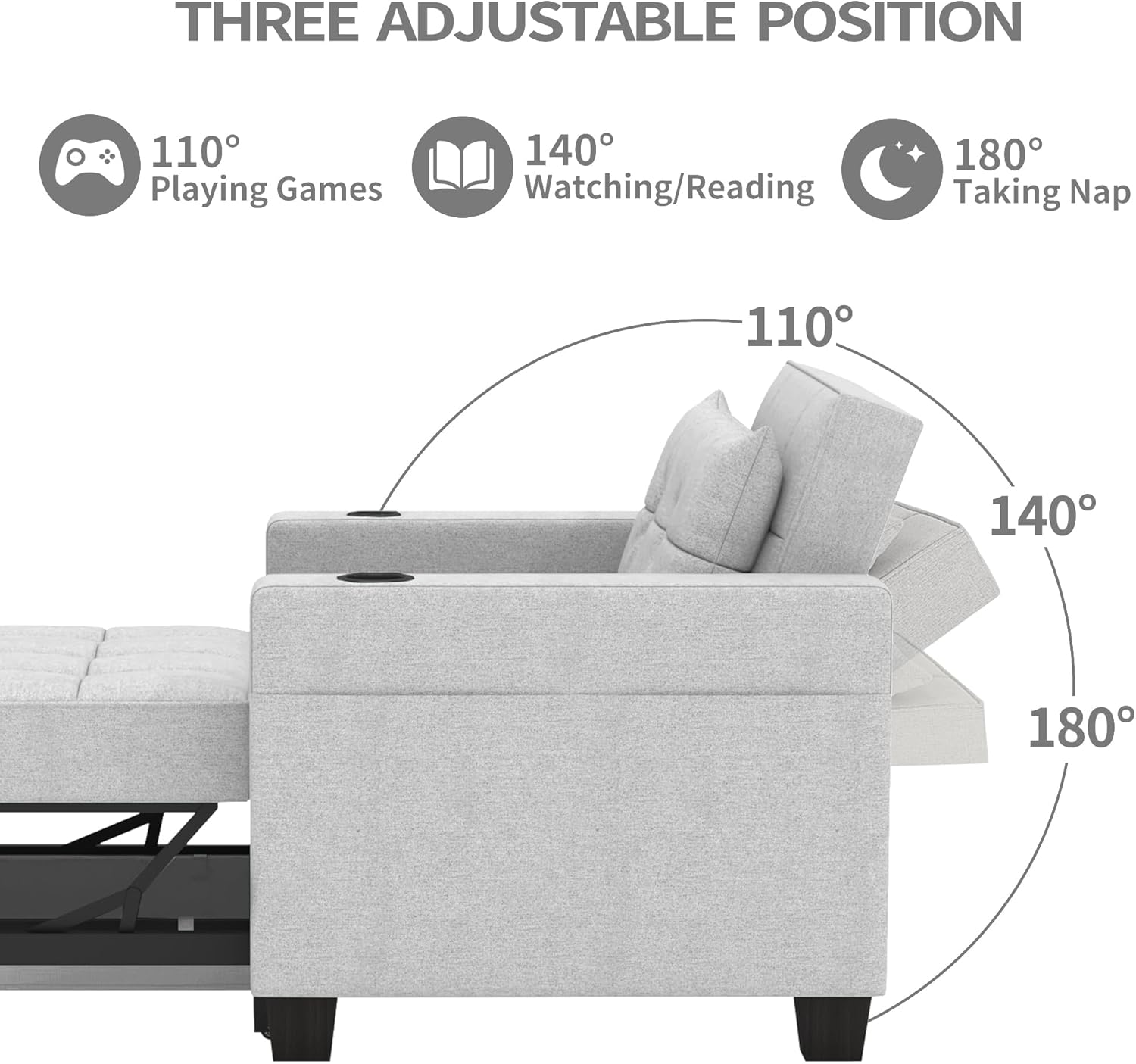 Dart Chair Bed - Light Gray