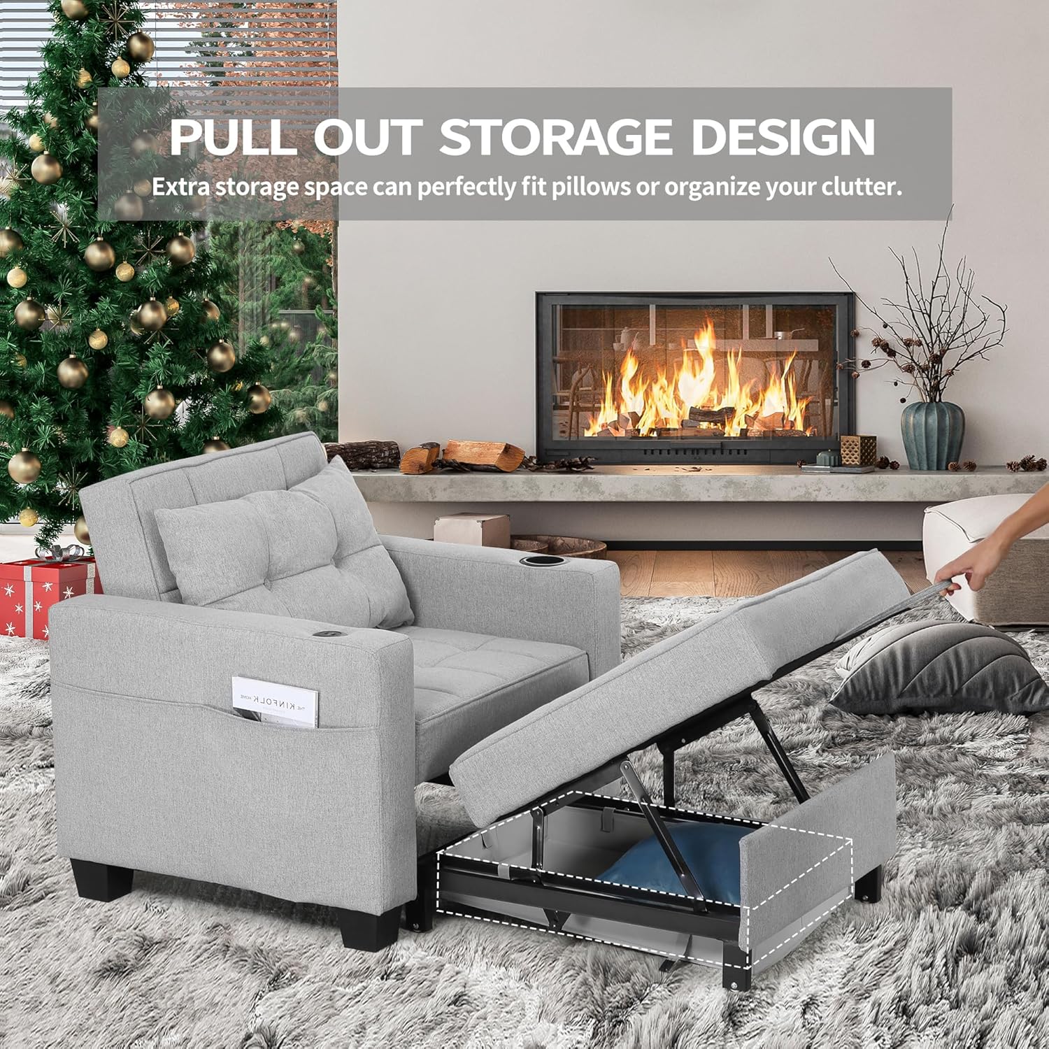 Dart Chair Bed - Light Gray