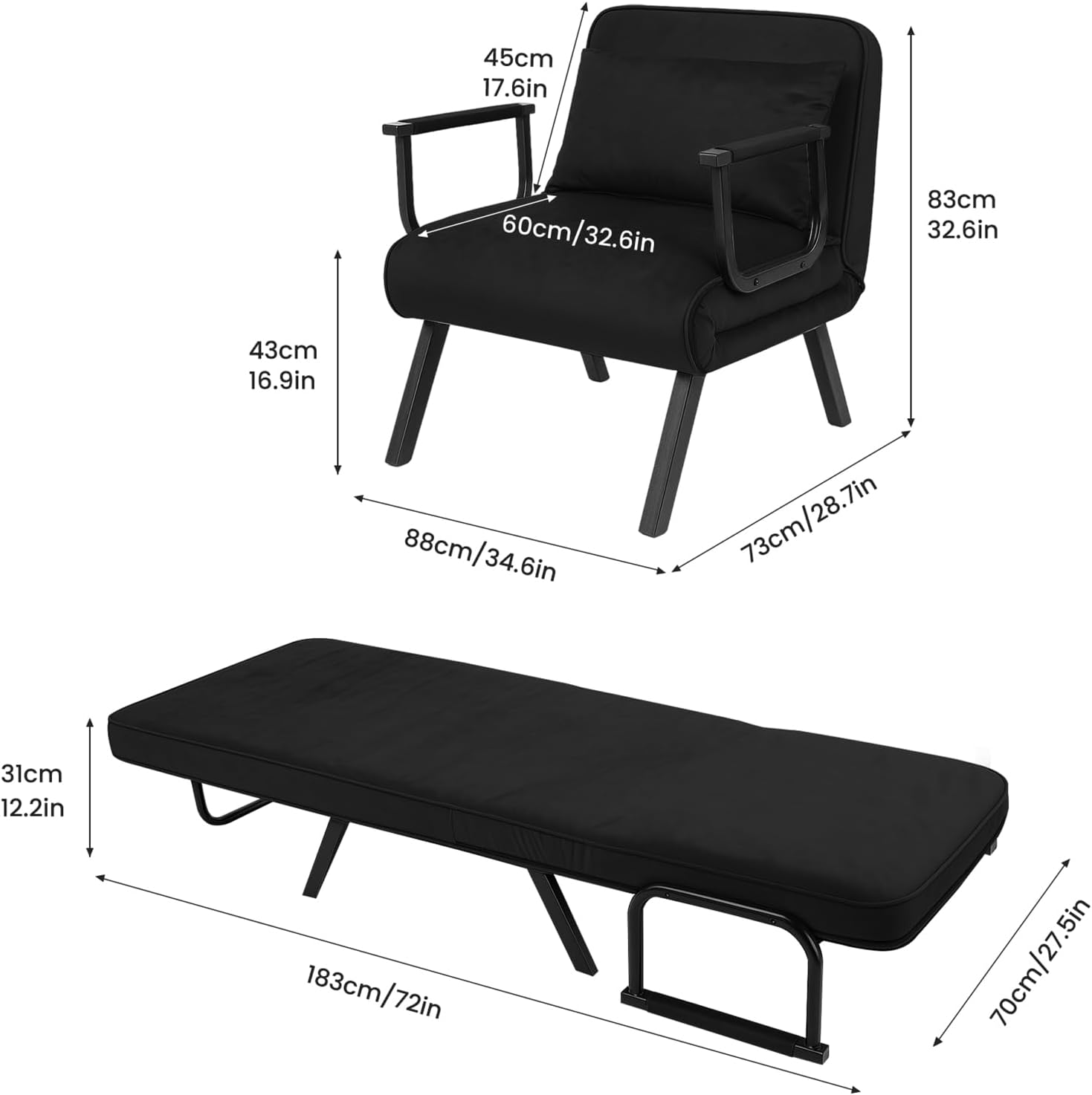 Dillon Chair Bed - Black