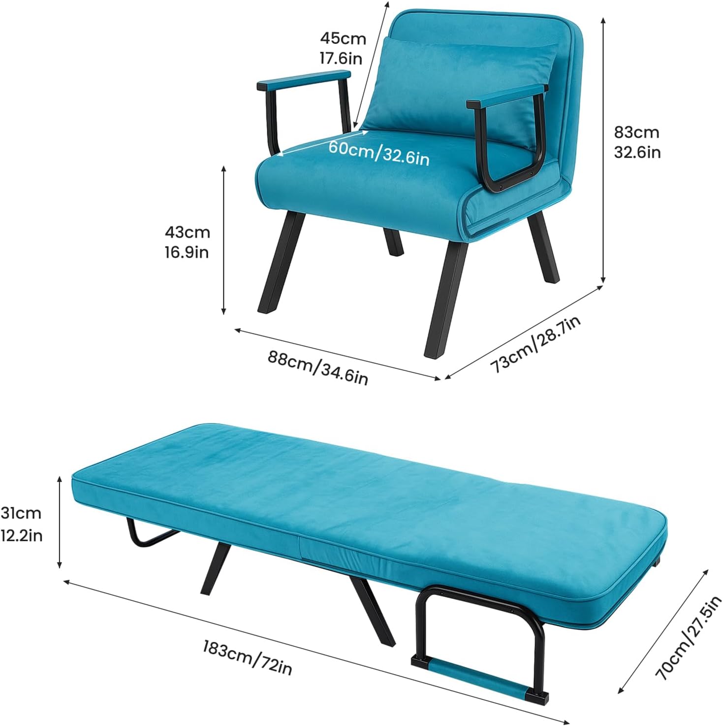 Dillon Chair Bed - Blue