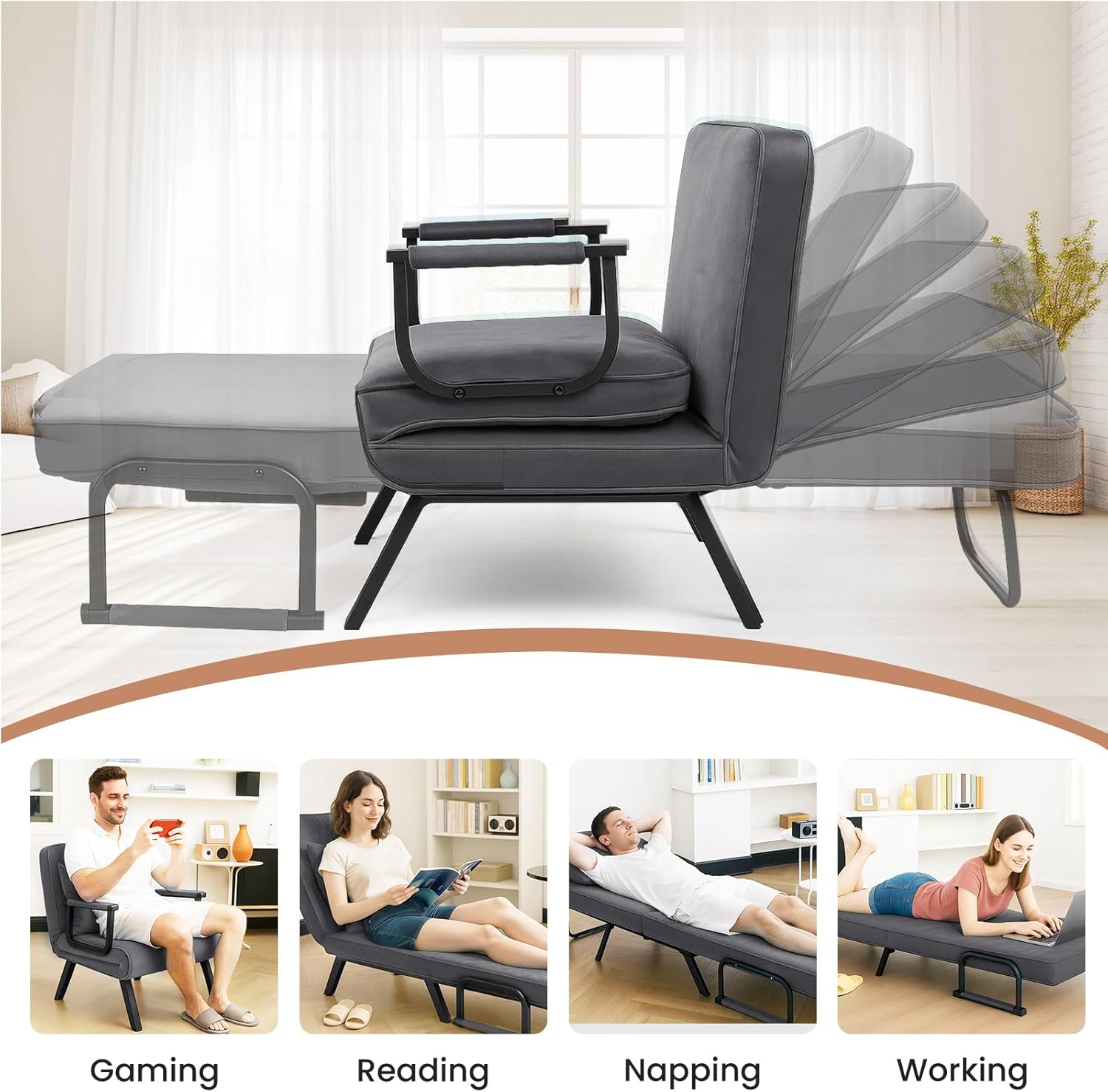 Dillon Chair Bed - Dark Grey