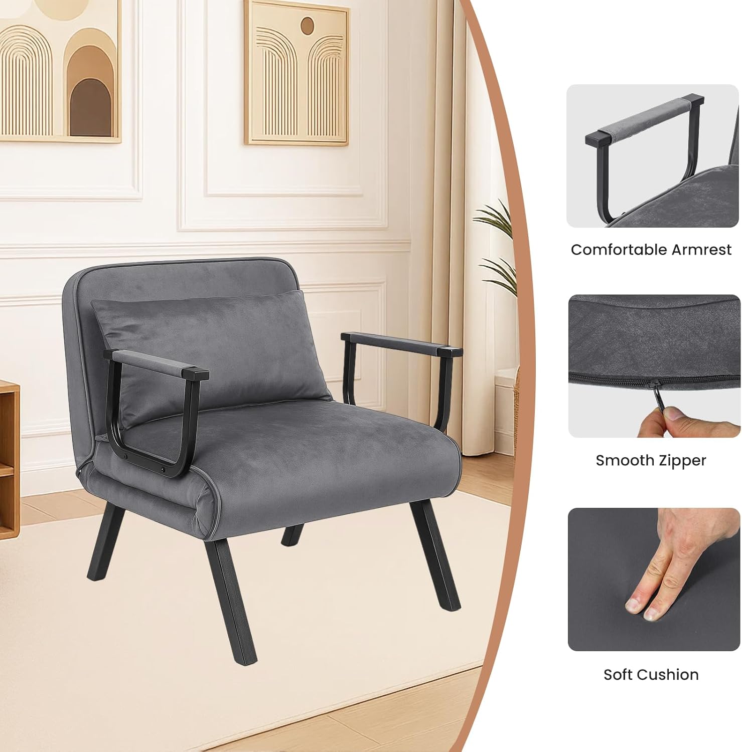 Dillon Chair Bed - Dark Grey