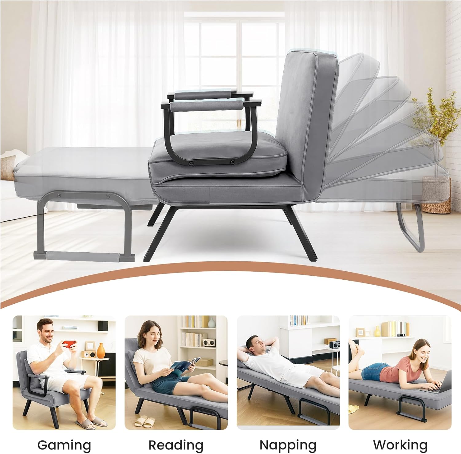 Dillon Chair Bed - Flax Grey