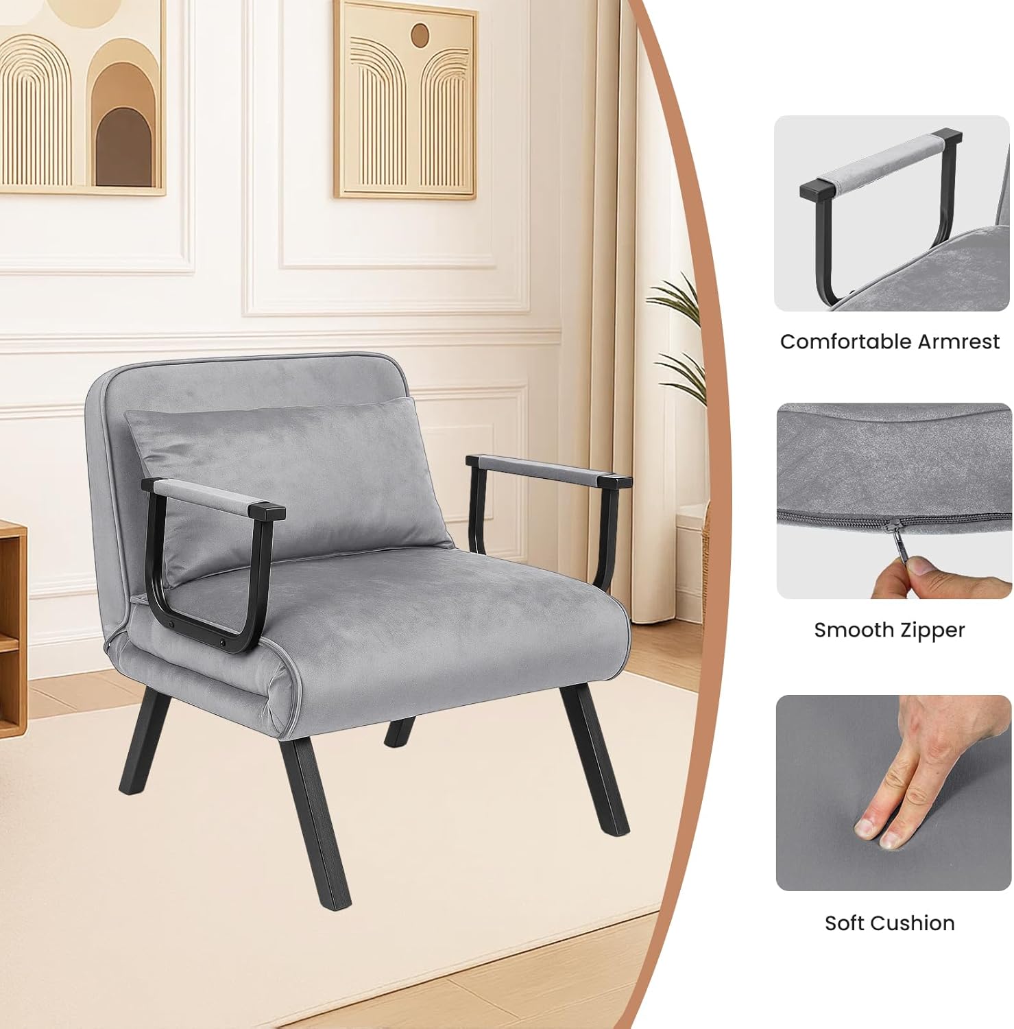 Dillon Chair Bed - Flax Grey