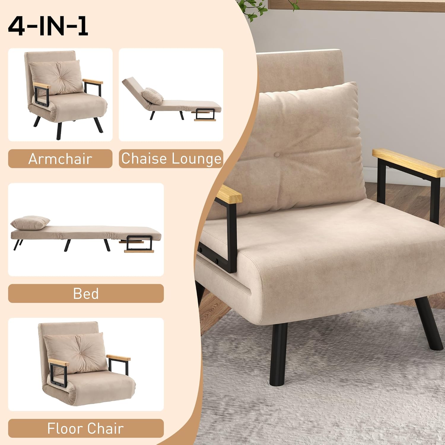 Eivor Chair Bed - Beige