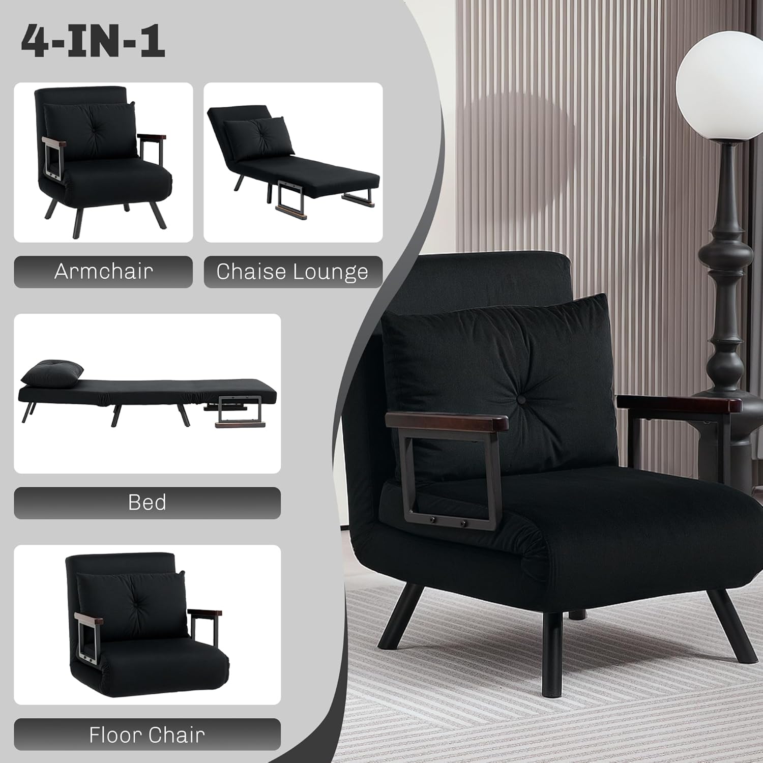 Eivor Chair Bed - Black