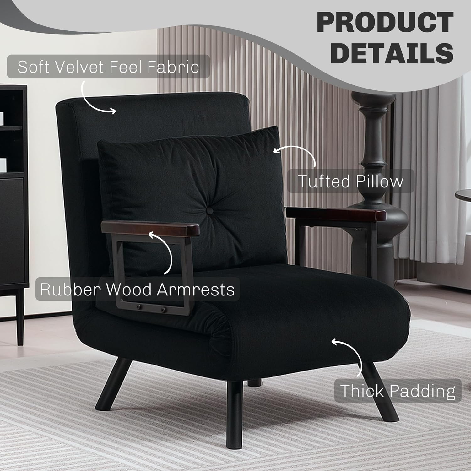 Eivor Chair Bed - Black