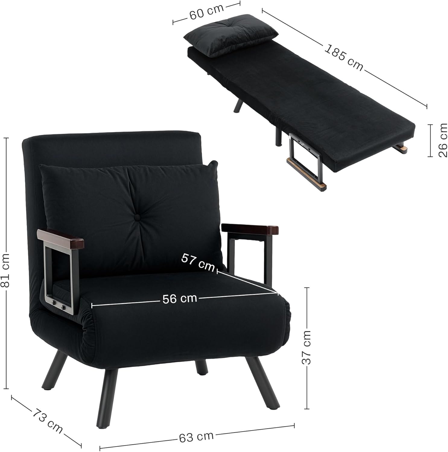 Eivor Chair Bed - Black