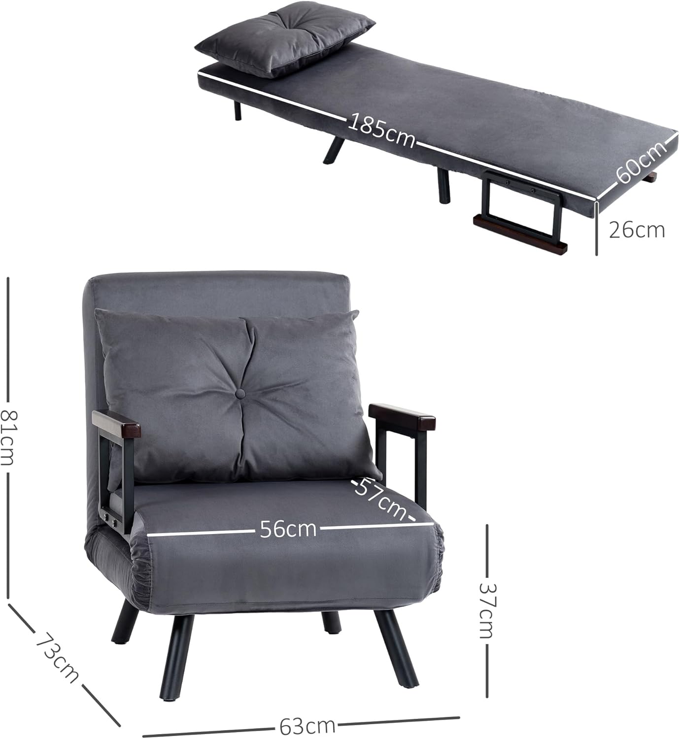 Eivor Chair Bed - Charcoal Grey