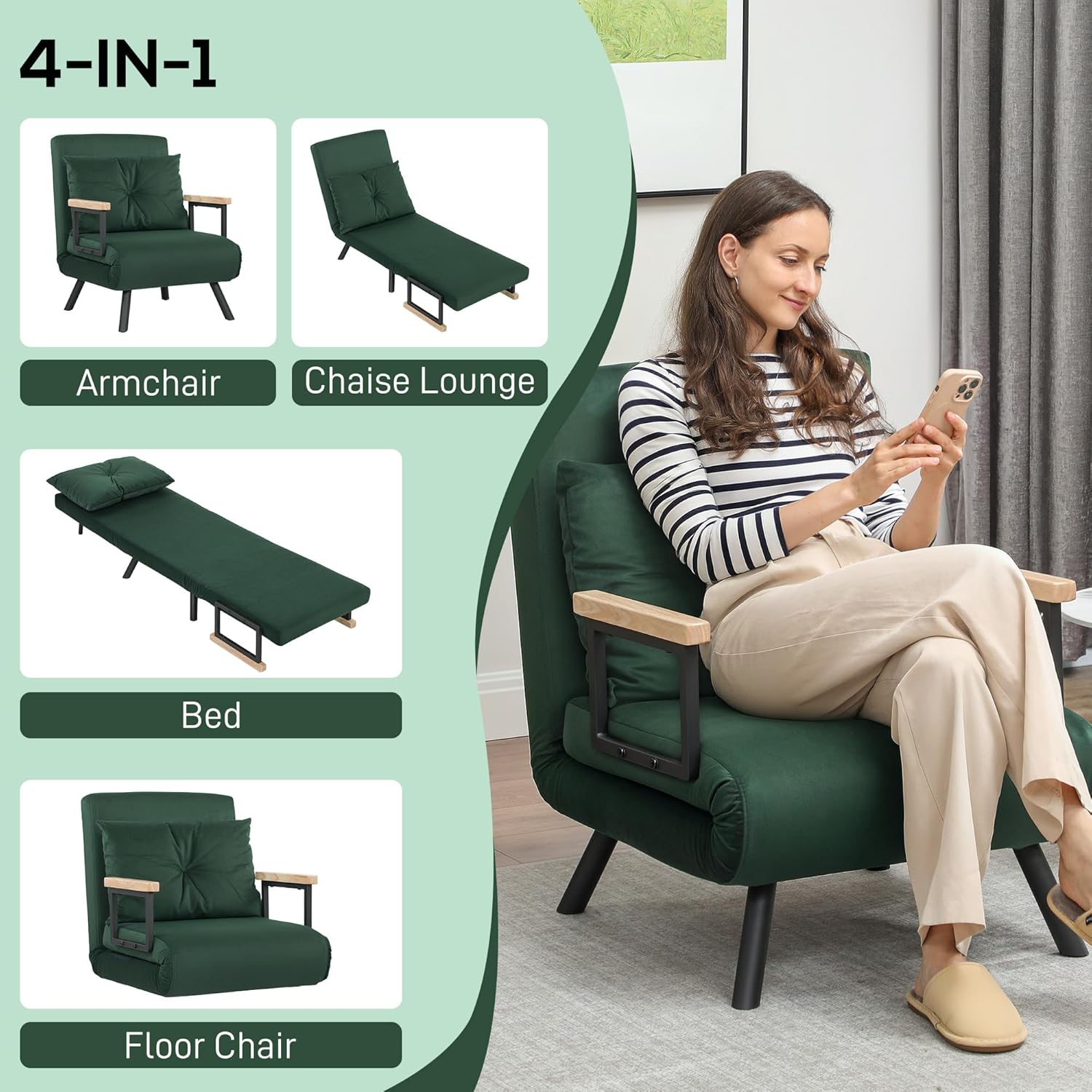 Eivor Chair Bed - Green