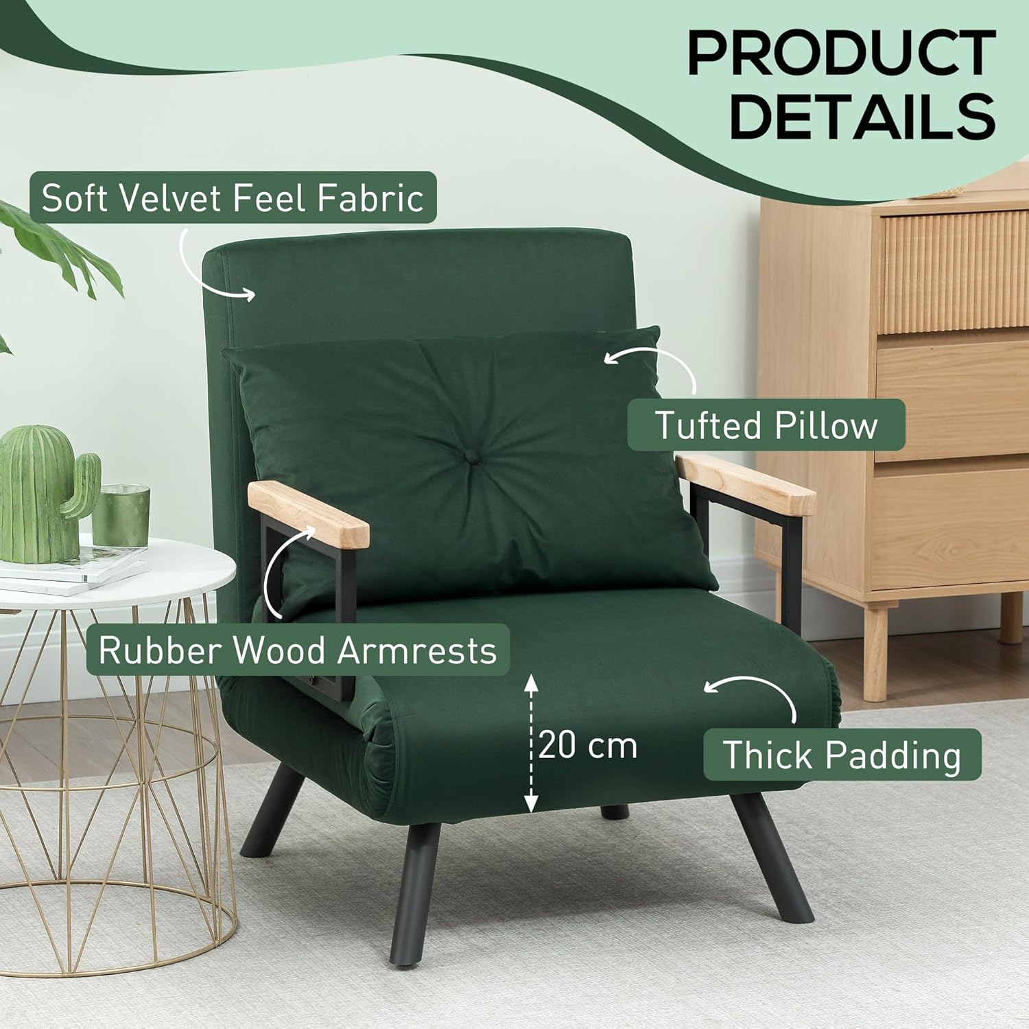 Eivor Chair Bed - Green