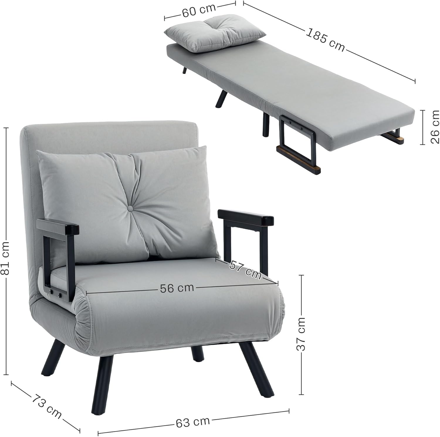 Eivor Chair Bed - Light Grey