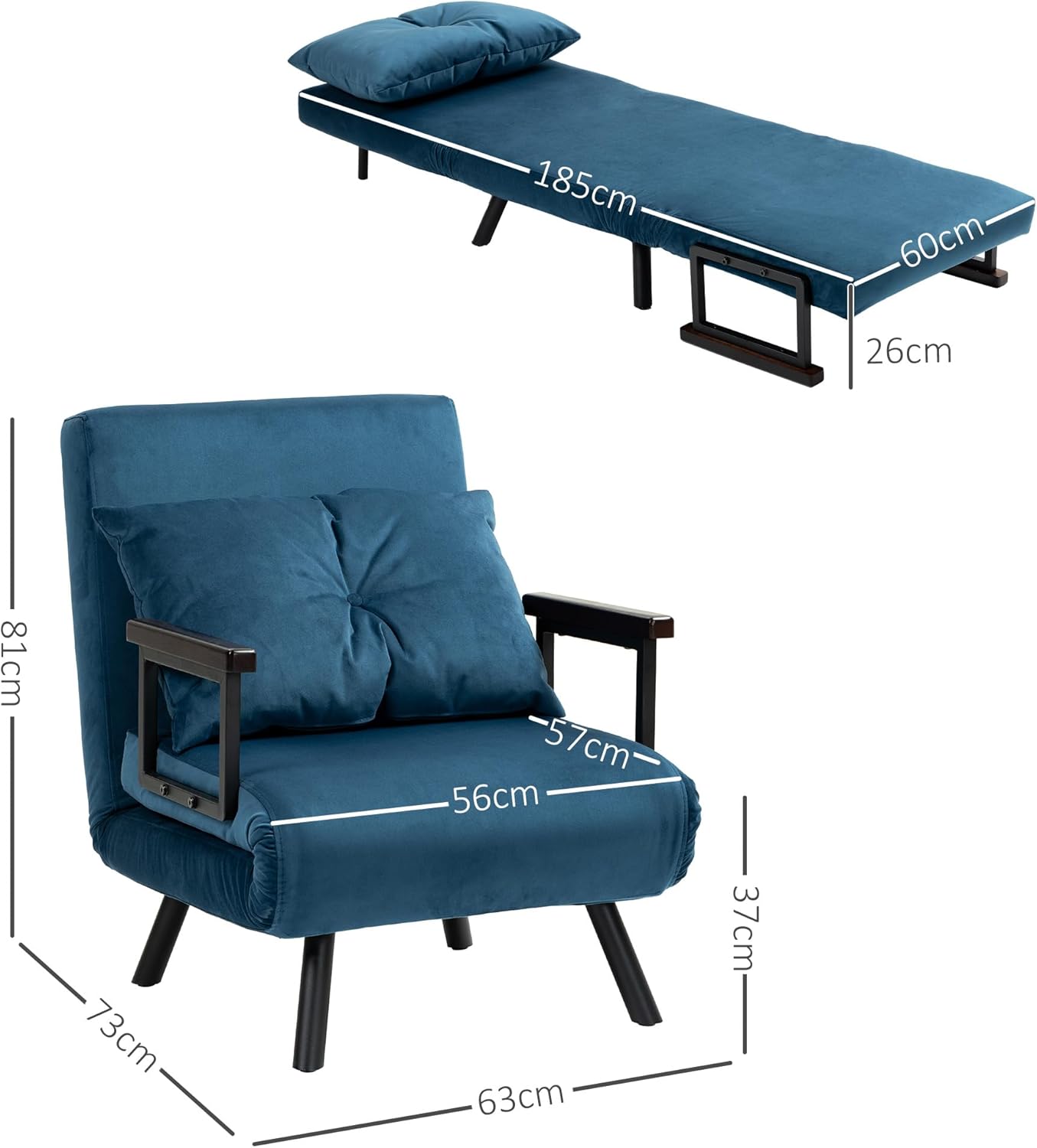 Eivor Chair Bed - Navy Blue