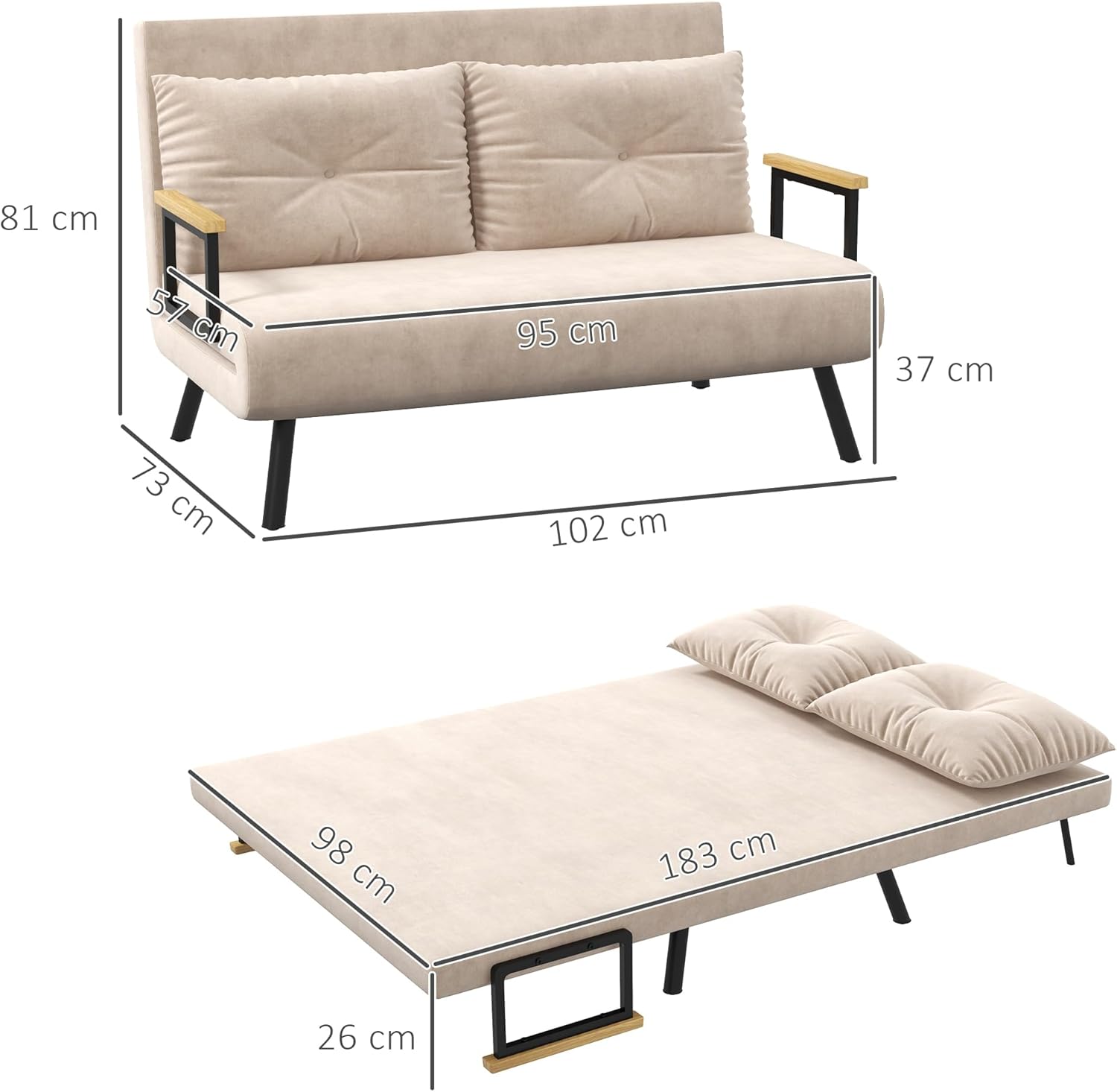 Eivor Double Sofa Bed - Beige