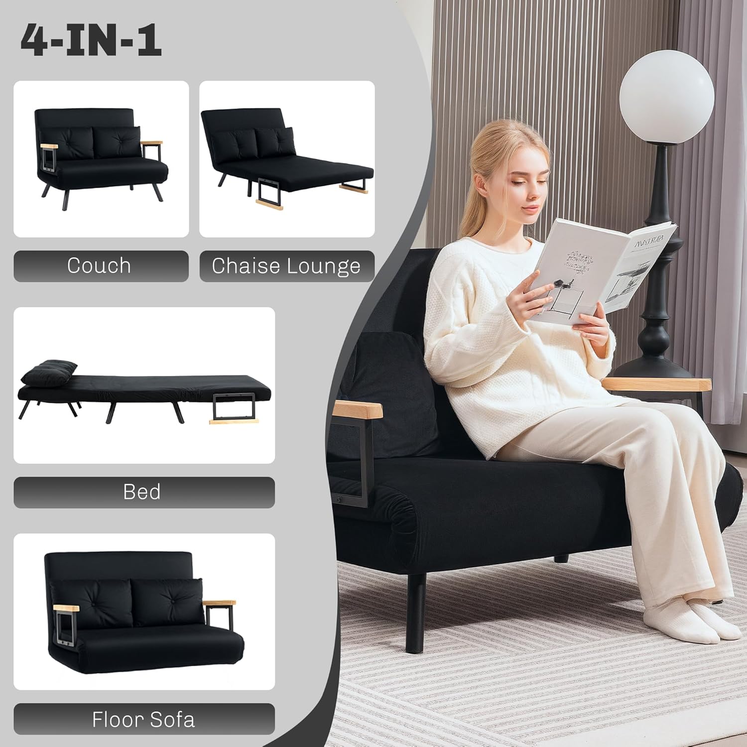 Eivor Double Sofa Bed - Black