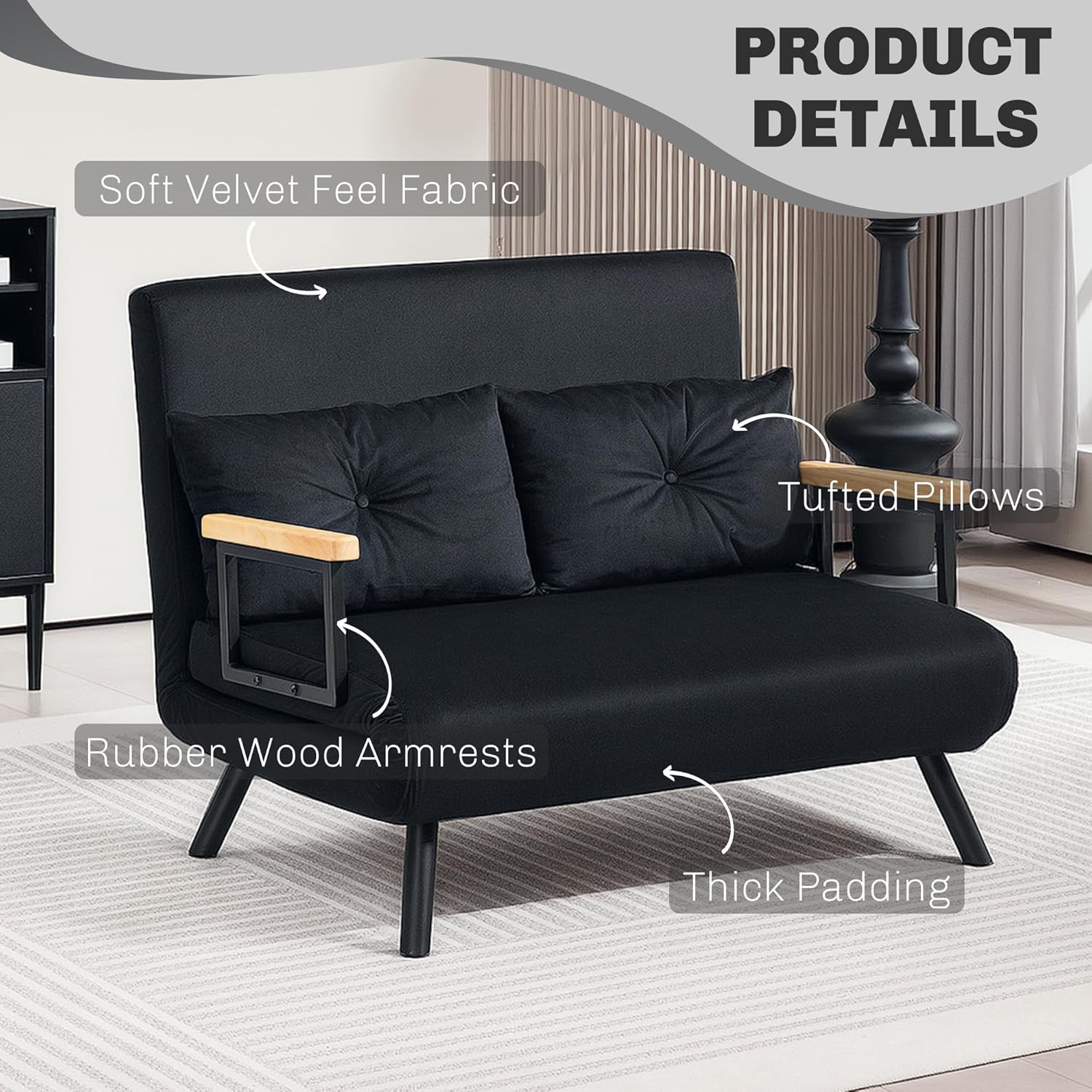 Eivor Double Sofa Bed - Black