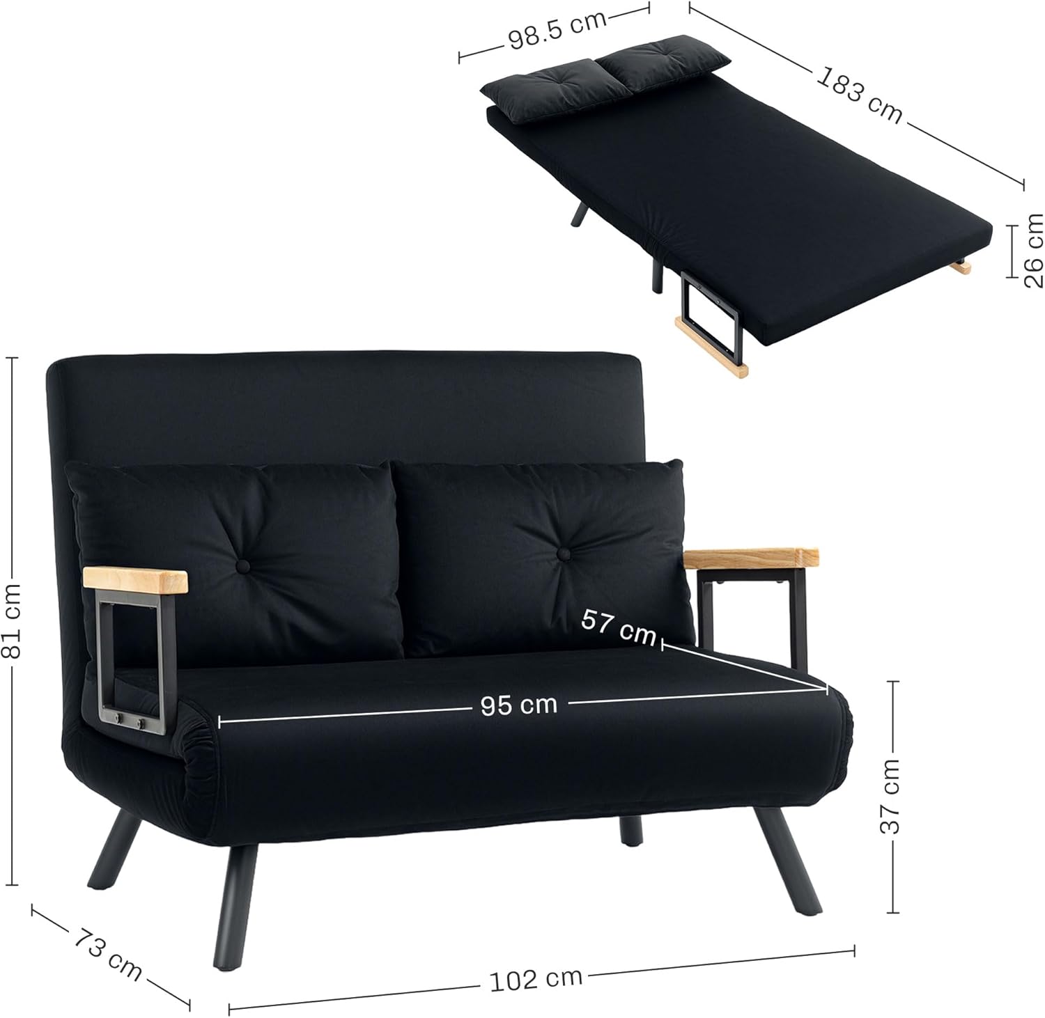 Eivor Double Sofa Bed - Black
