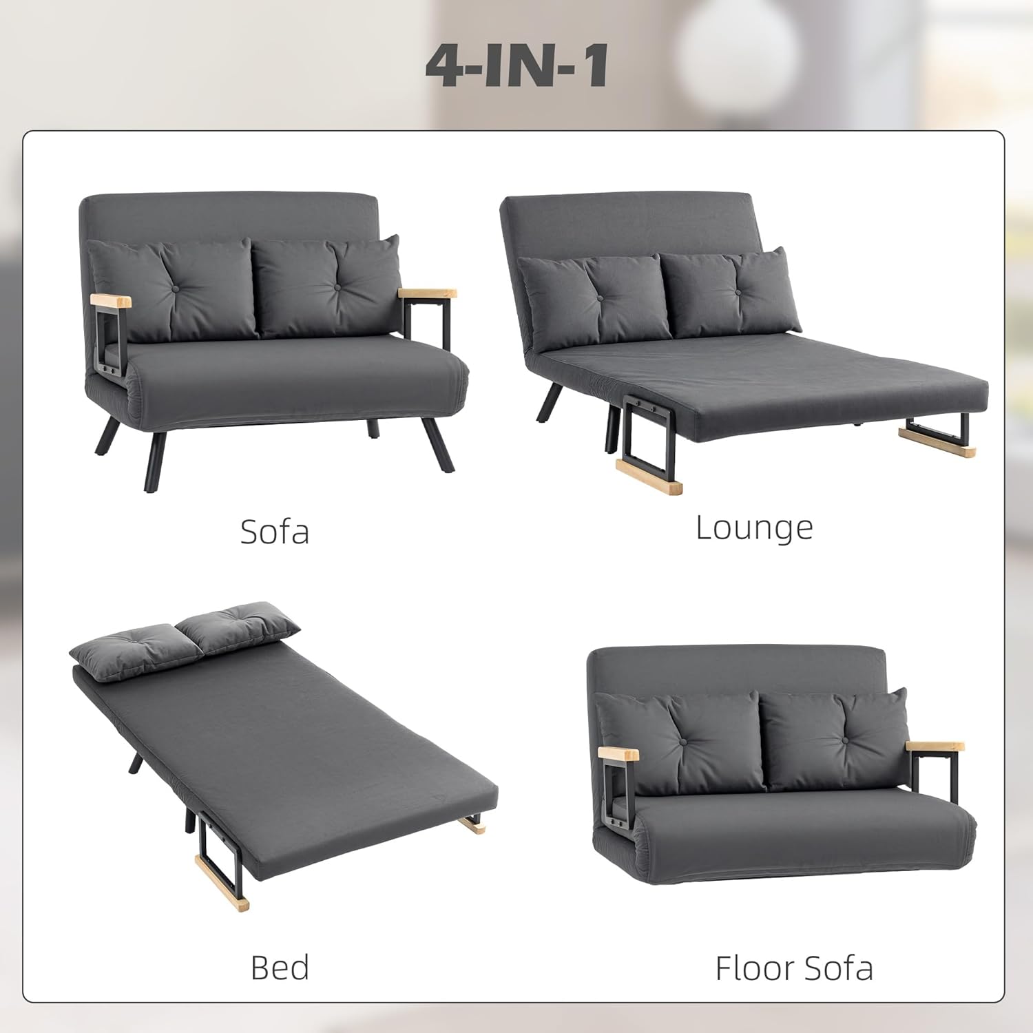 Eivor Double Sofa Bed - Dark Grey