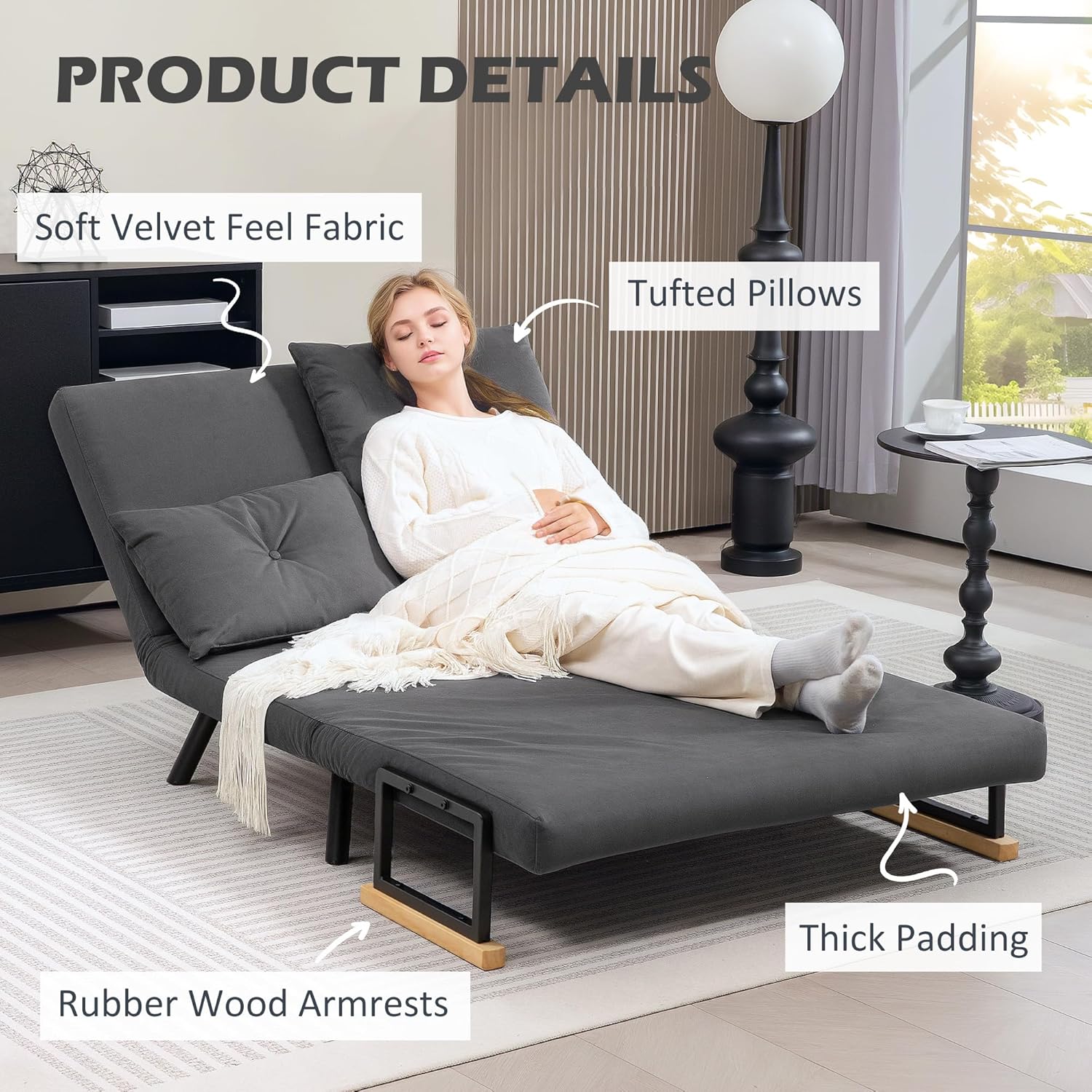 Eivor Double Sofa Bed - Dark Grey