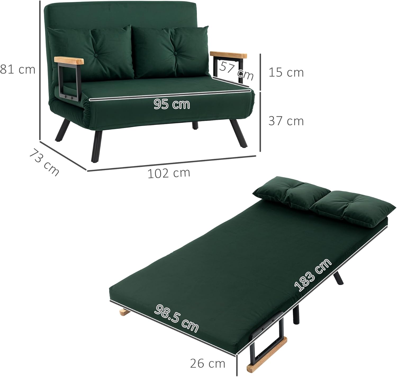Eivor Double Sofa Bed - Green