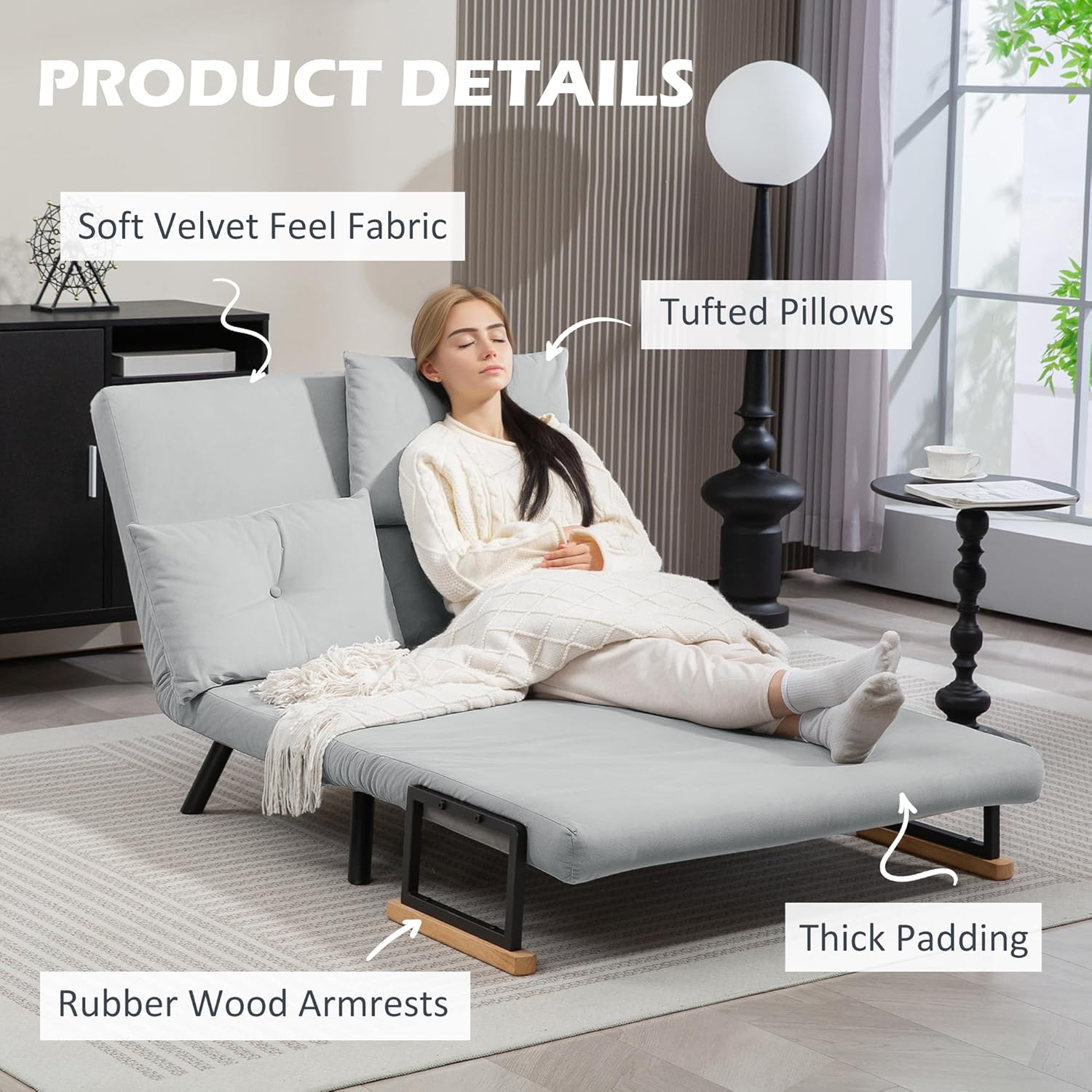 Eivor Double Sofa Bed - Light Grey