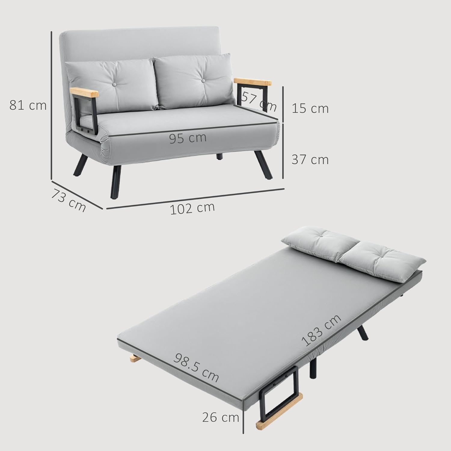 Eivor Double Sofa Bed - Light Grey