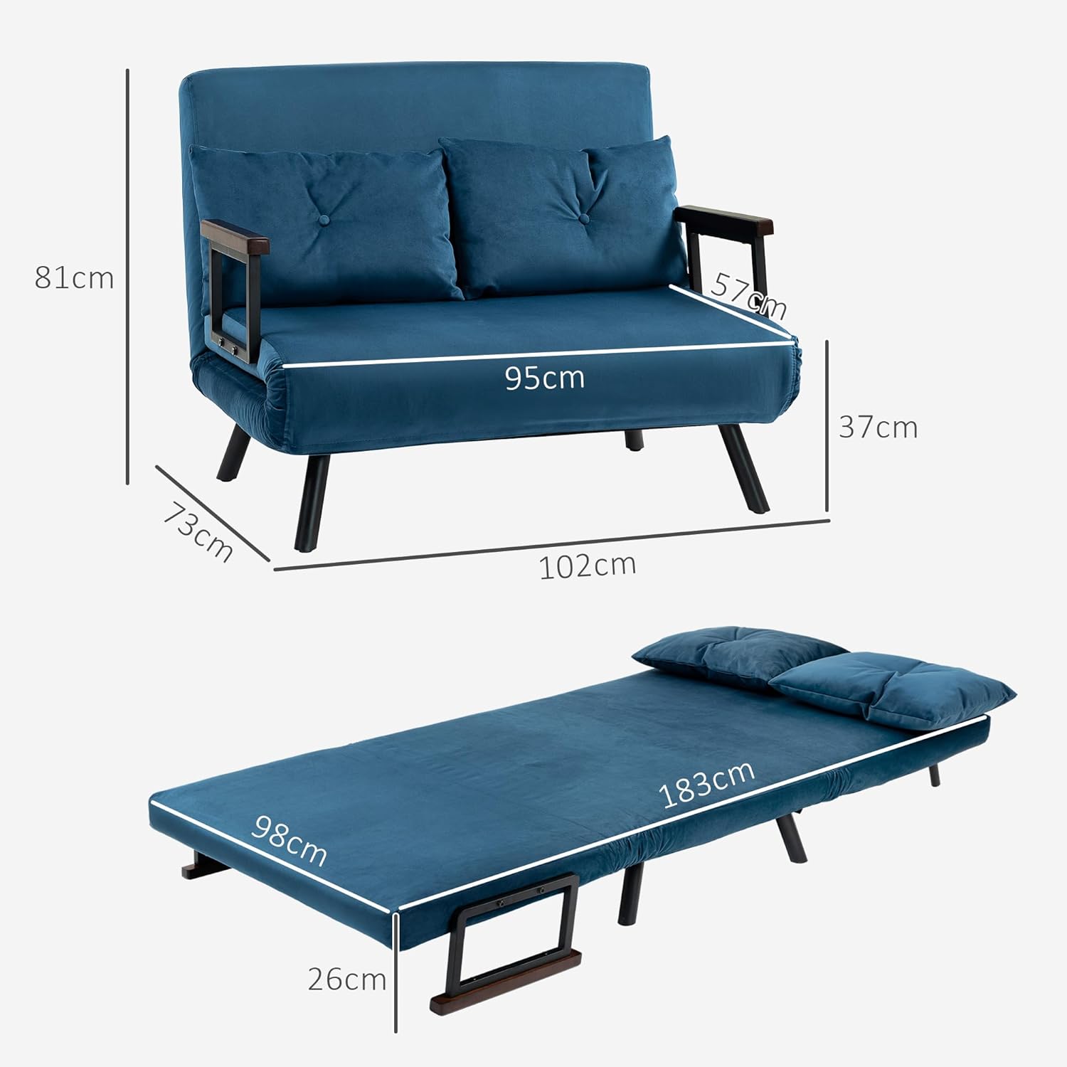 Eivor Double Sofa Bed - Navy Blue