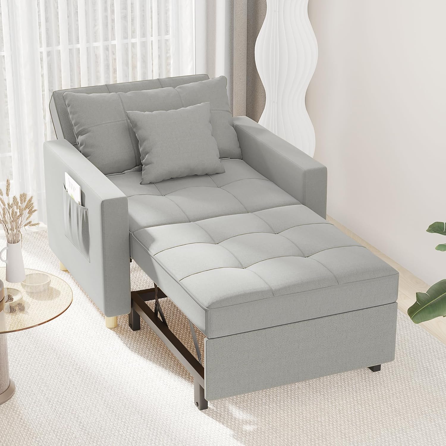 Elsie Chair Bed - Light Grey