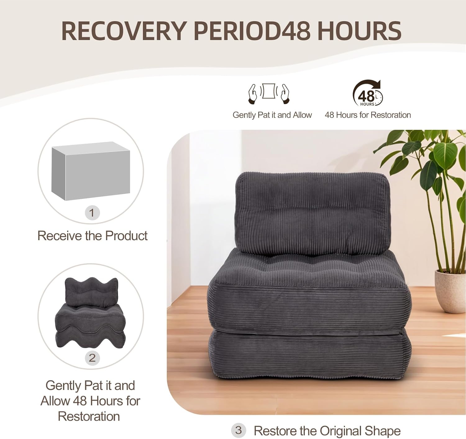 Ember Single Futon Chair Bed - Grey