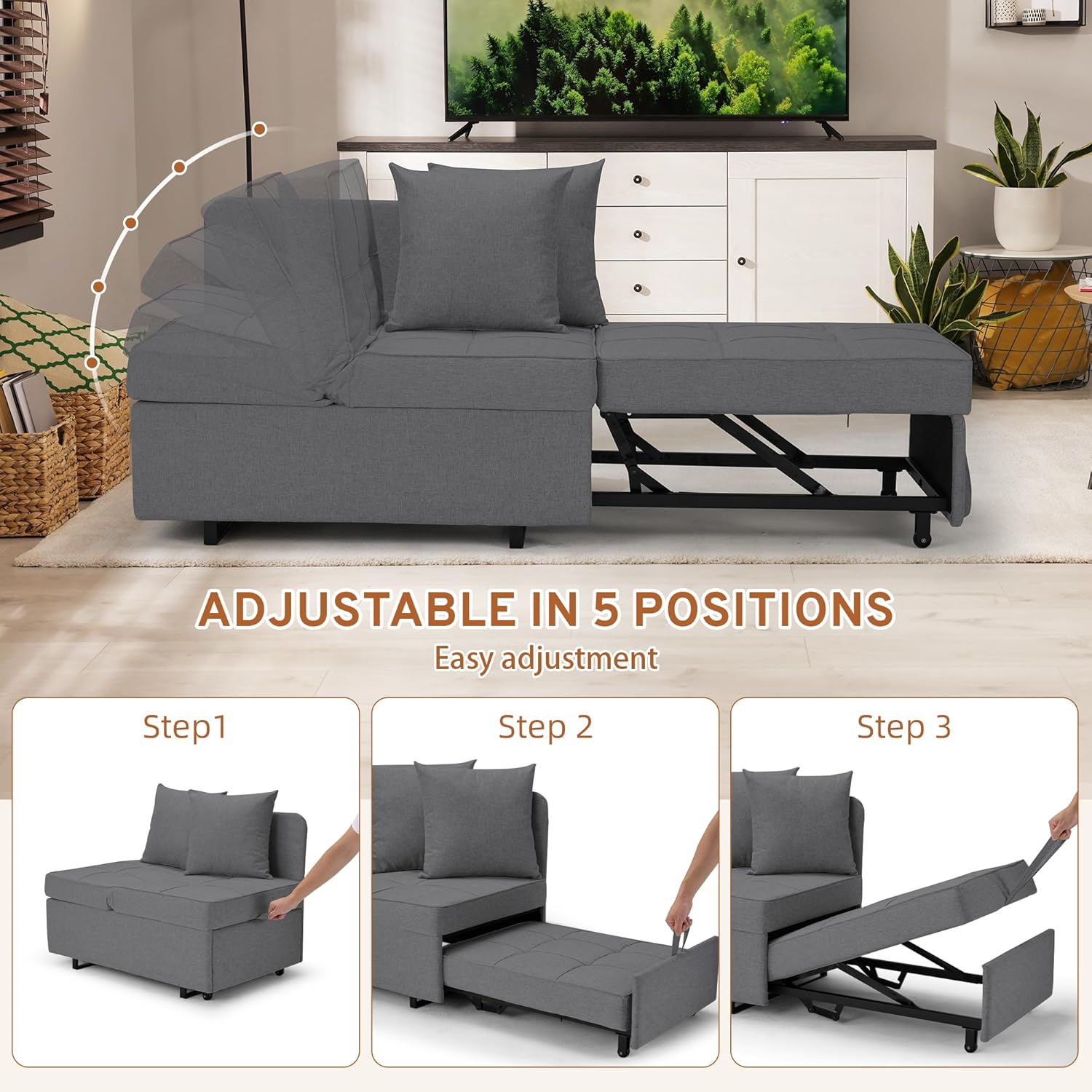 Emery Chair Bed - Dark Grey