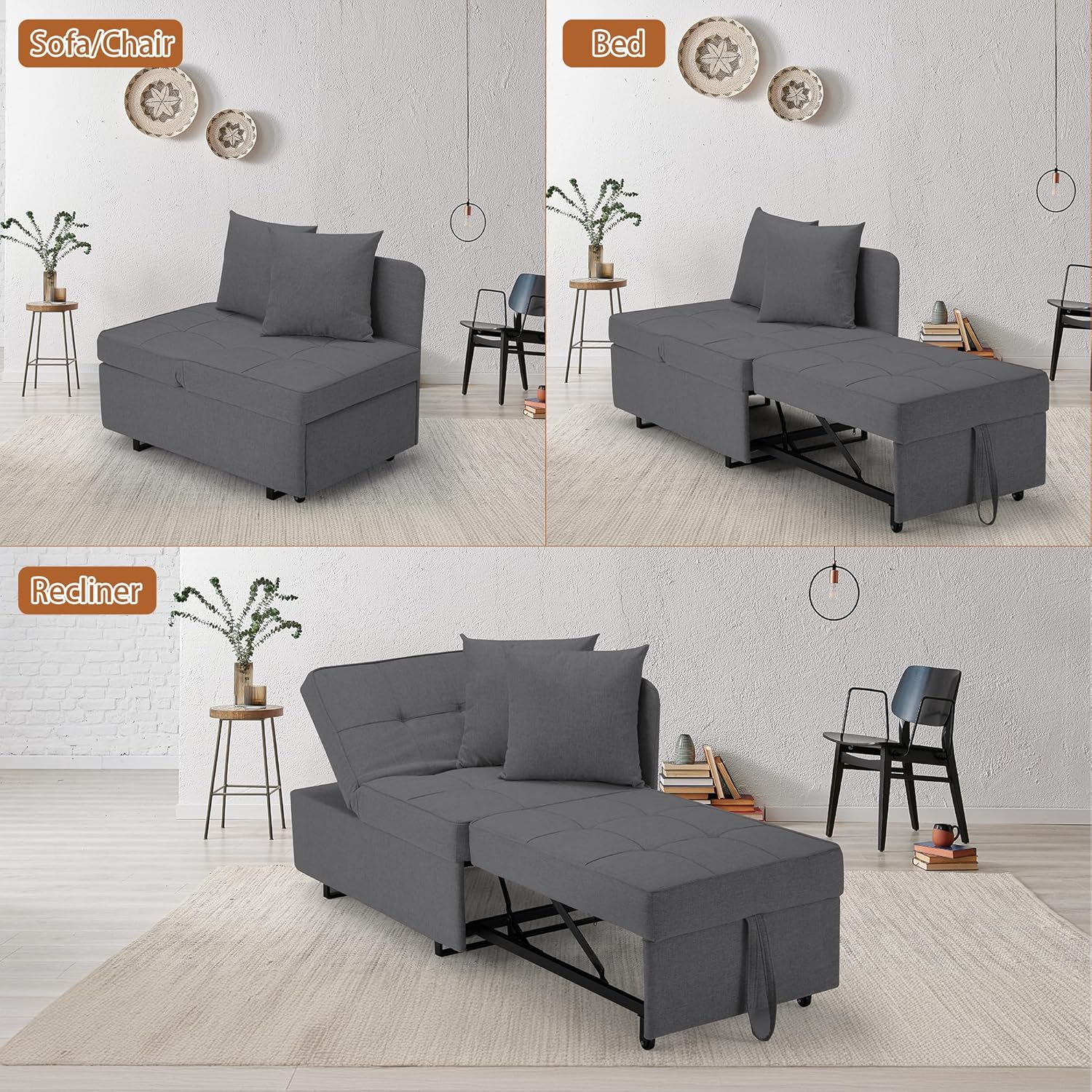 Emery Chair Bed - Dark Grey
