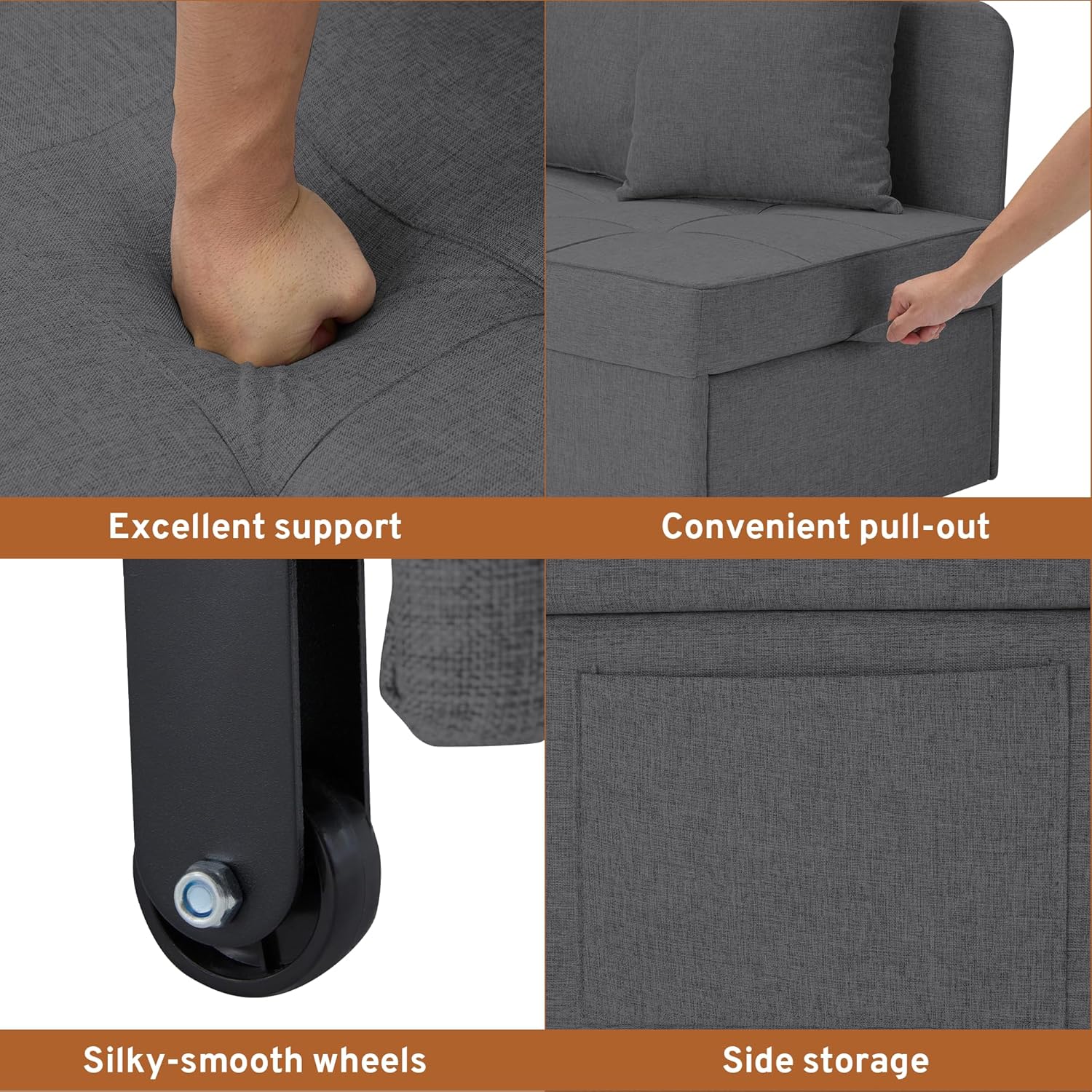 Emery Chair Bed - Dark Grey
