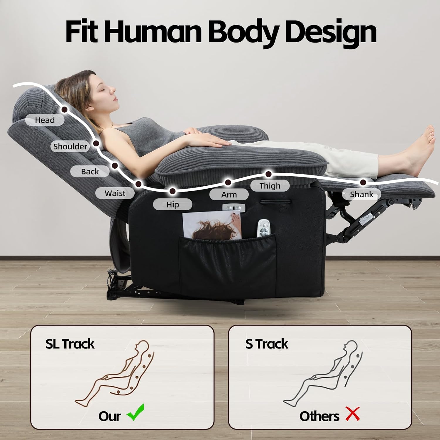 Esra Reclining Massage Chair Bed - Grey