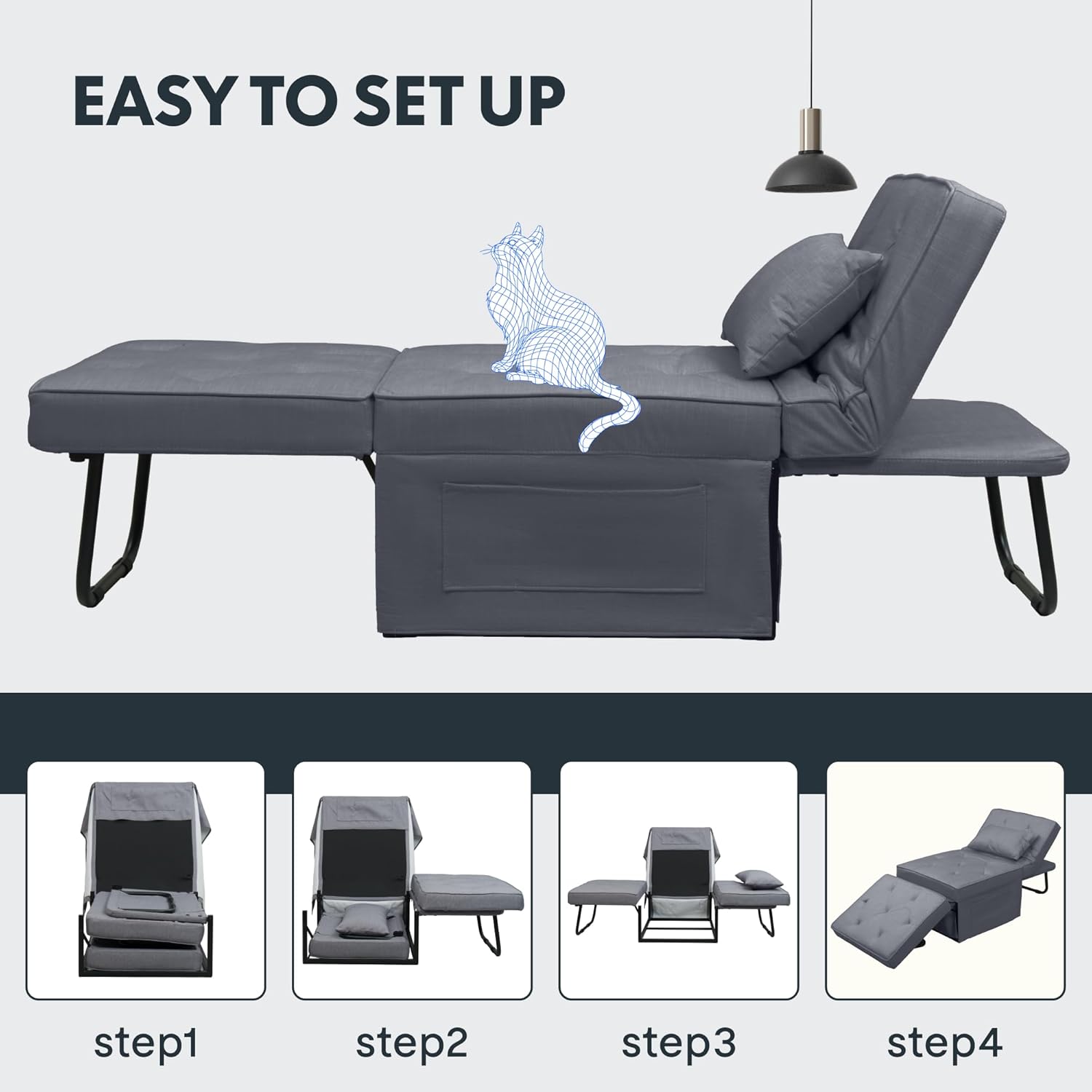 Fallon Chair Bed - Grey