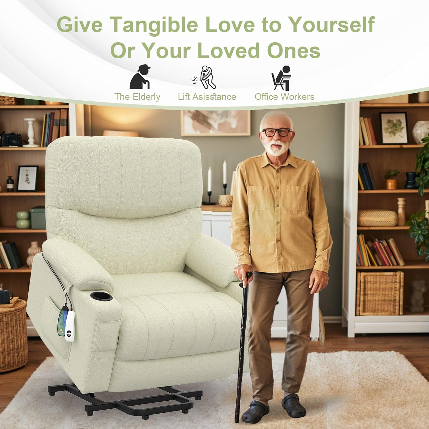 Goren Reclining Massage Chair Bed - Cream