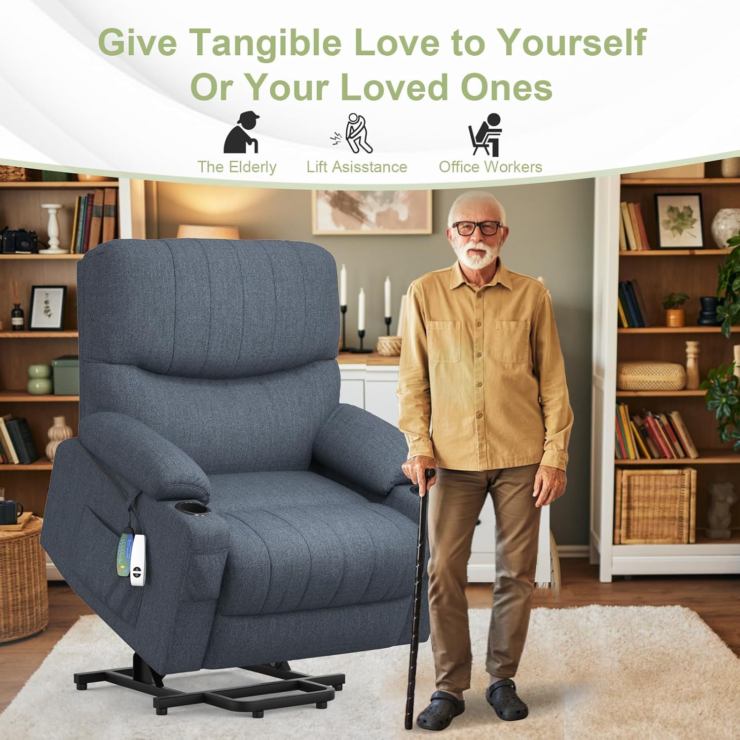 Goren Reclining Massage Chair Bed - Dark Blue