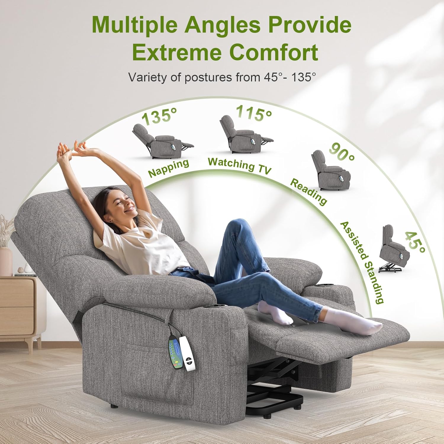 Goren Reclining Massage Chair Bed - Grey