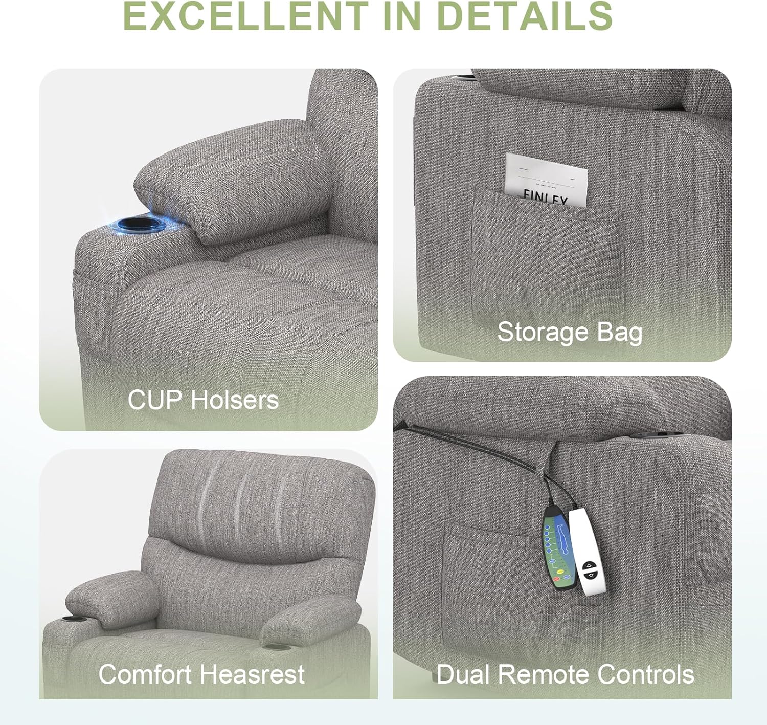 Goren Reclining Massage Chair Bed - Grey