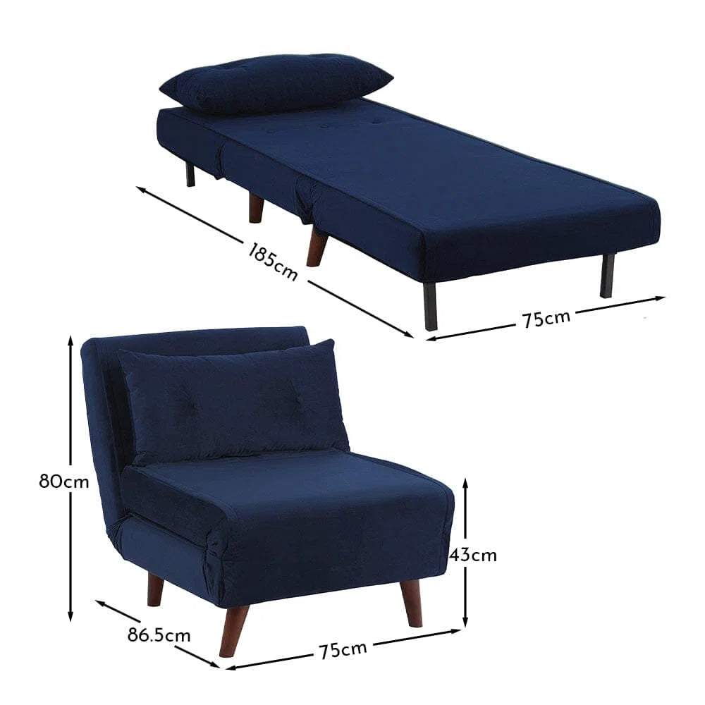 Halle Chair Bed - Dark Blue