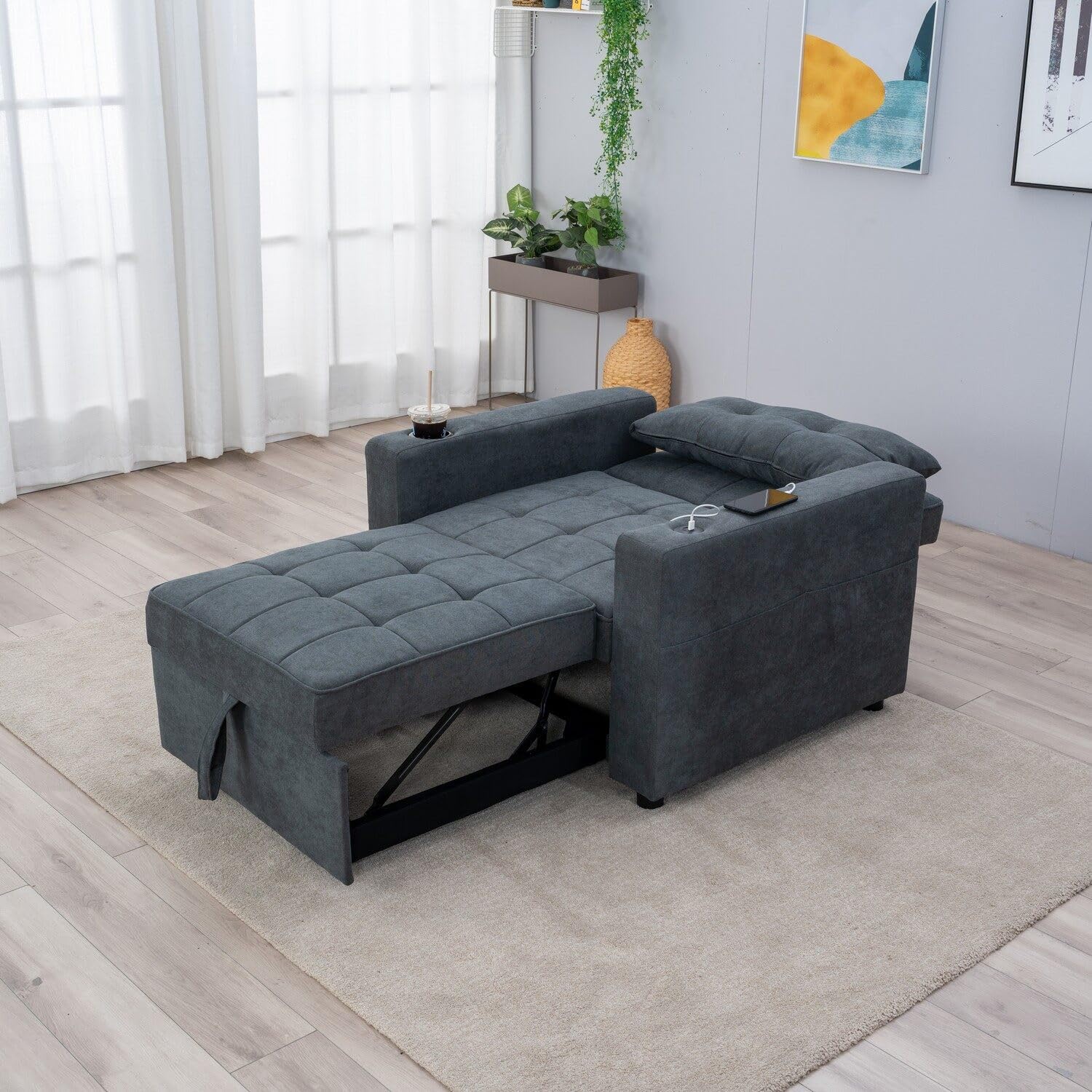 Harlow Chair Bed - Grey Linen