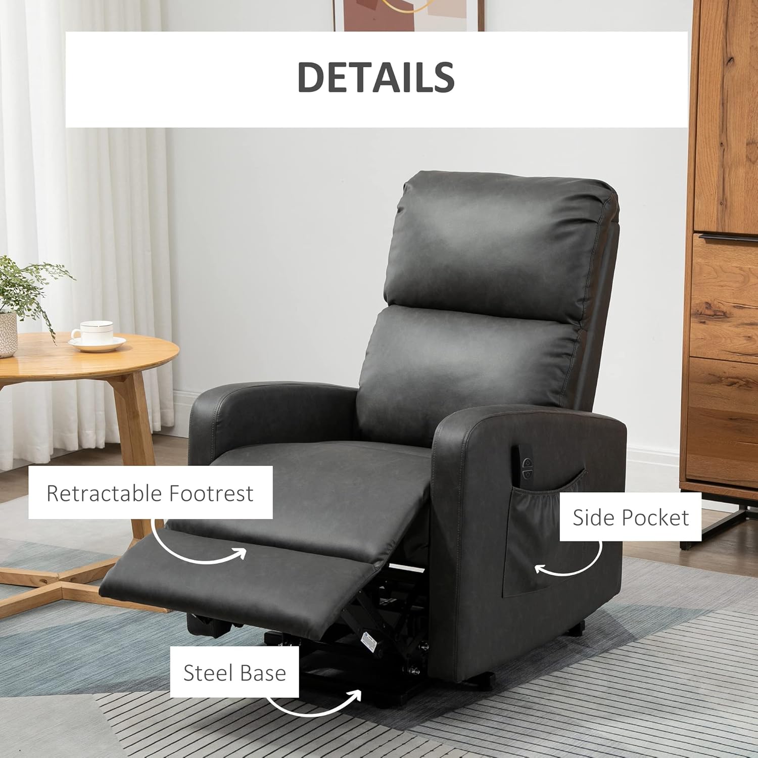 Harper Reclining Chair Bed - Charcoal Grey