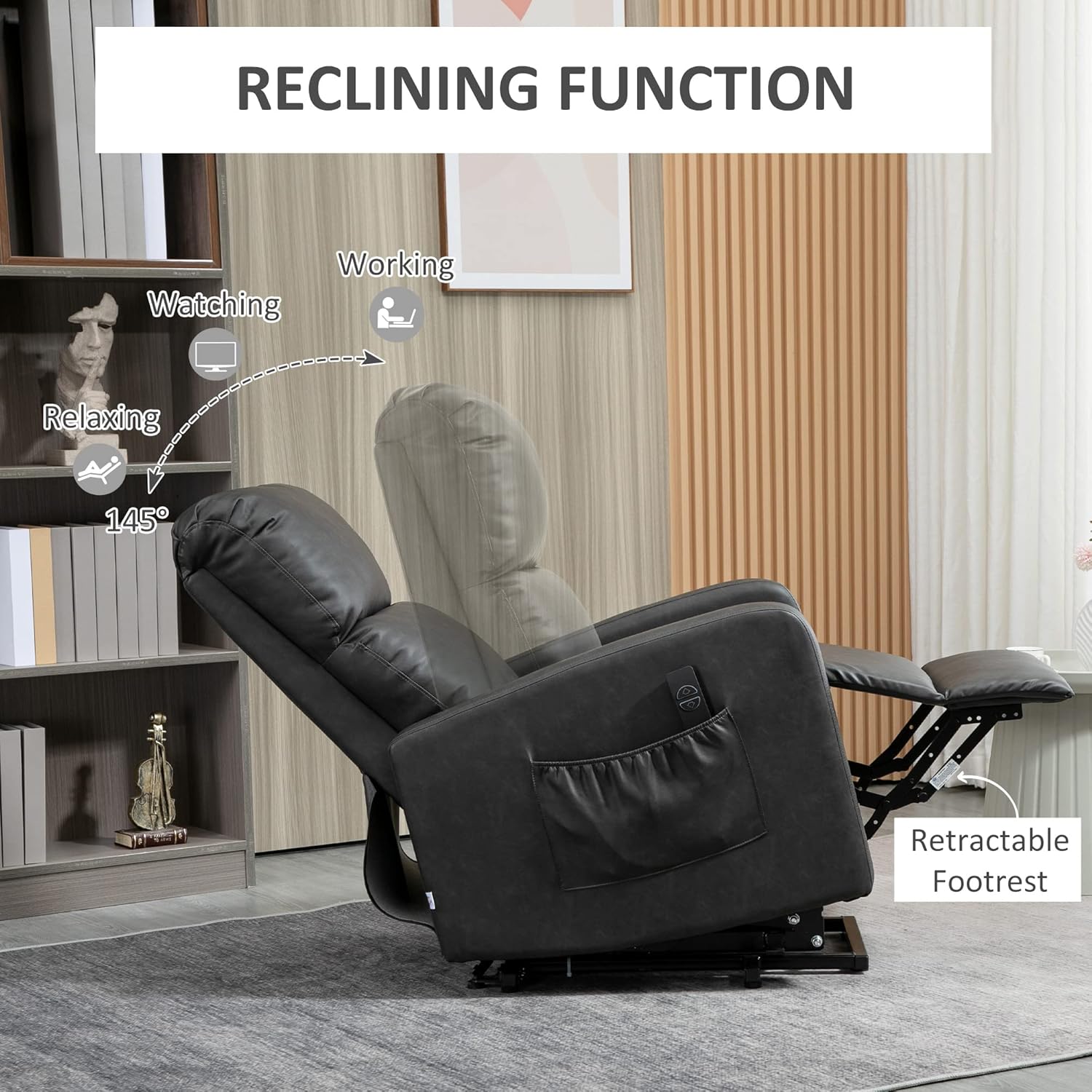 Harper Reclining Chair Bed - Charcoal Grey